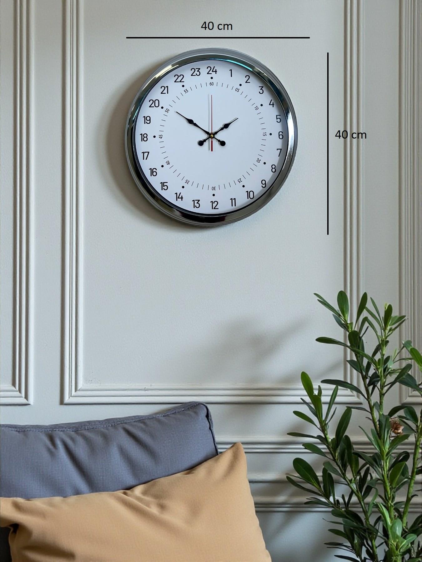 Zentime 40 Cm Krom Şık Duvar Saati