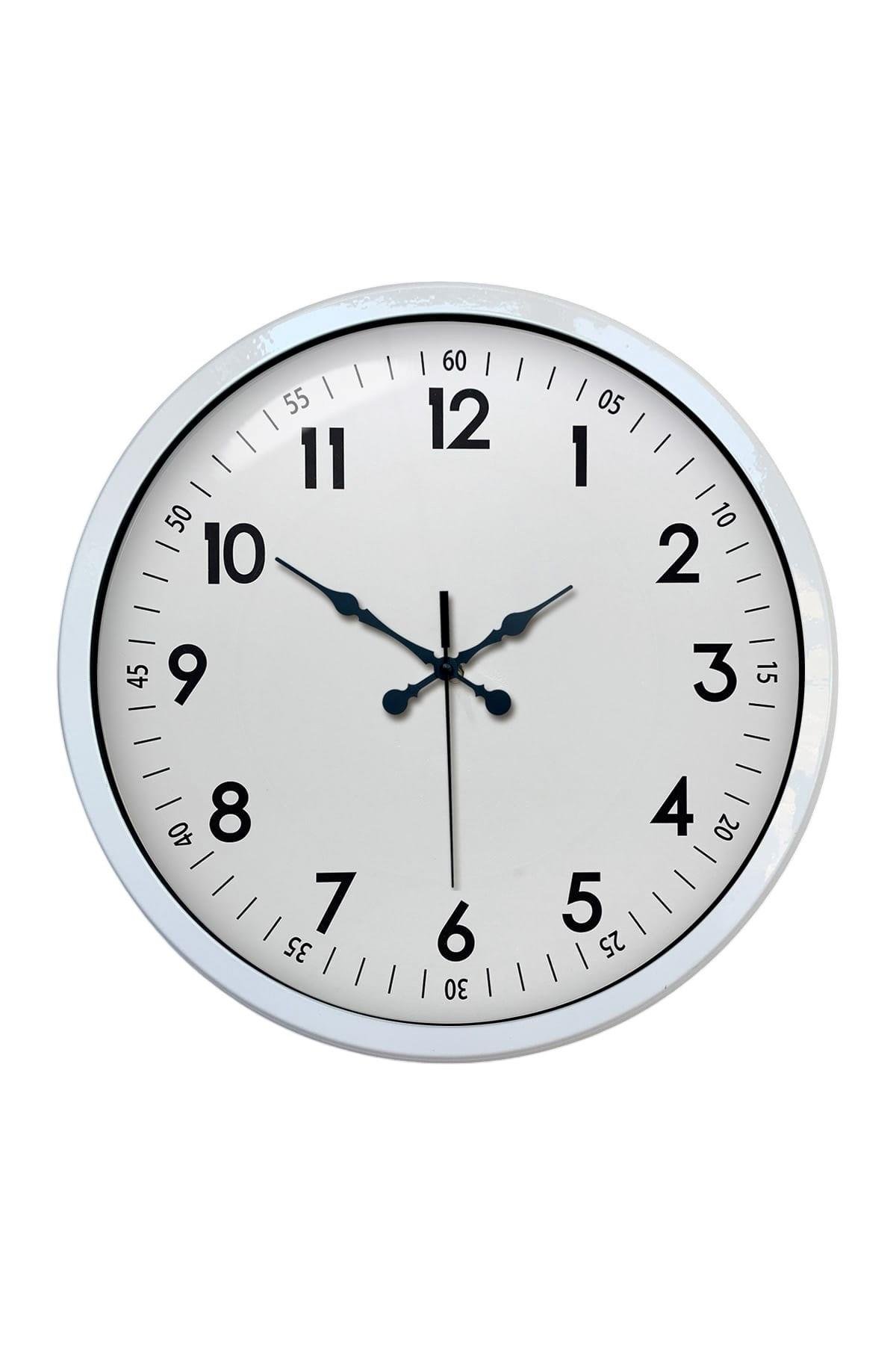 Zentime 40 Cm Metal Beyaz Klasik Duvar Saati