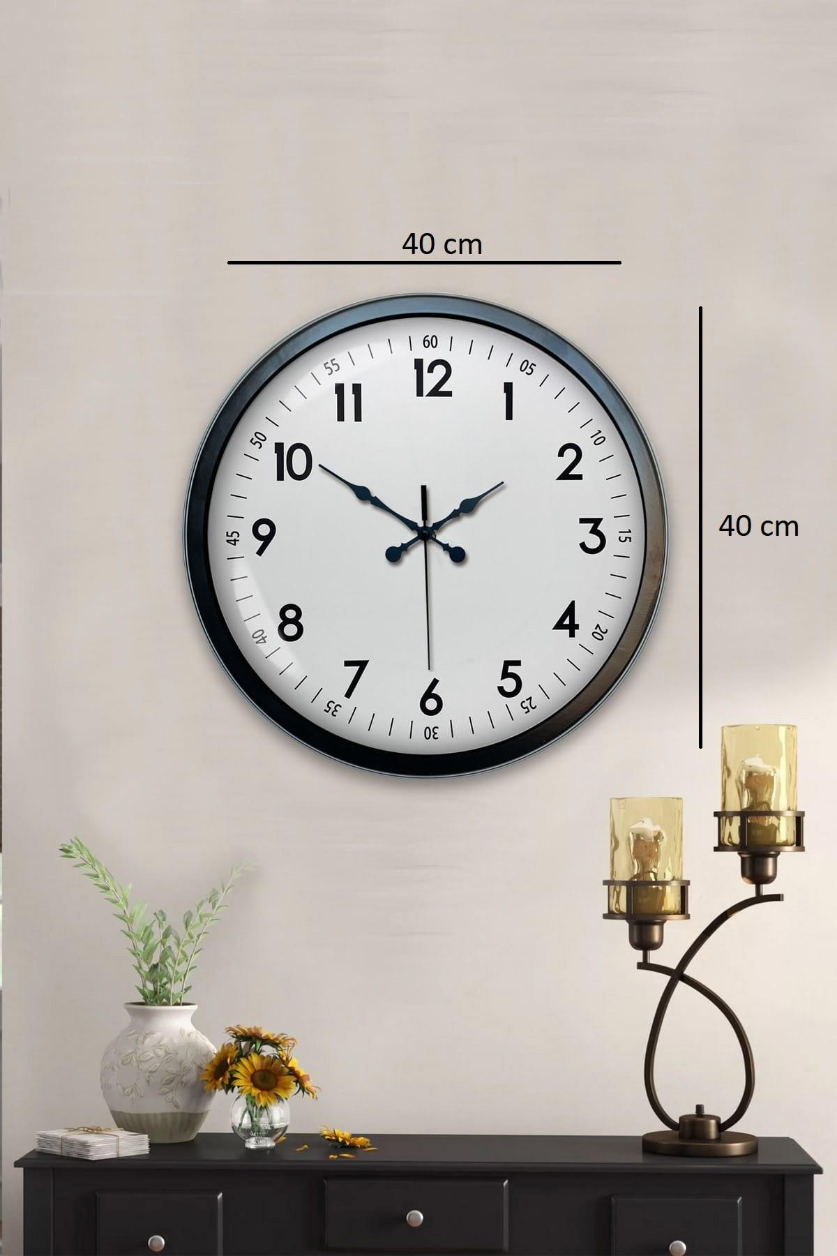 Zentime 40 Cm Siyah Şık Duvar Saati