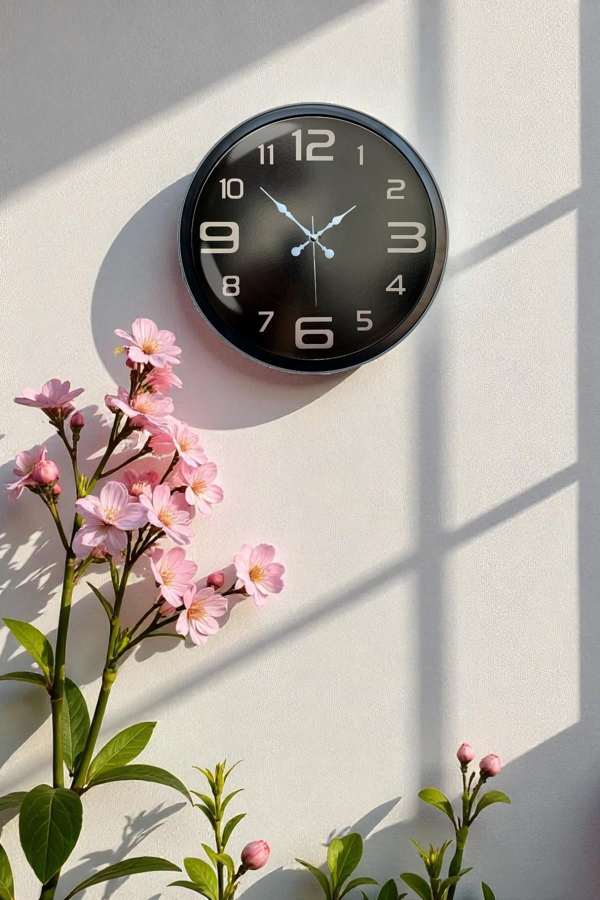 Zentime 40 Cm Siyah Şık Duvar Saati