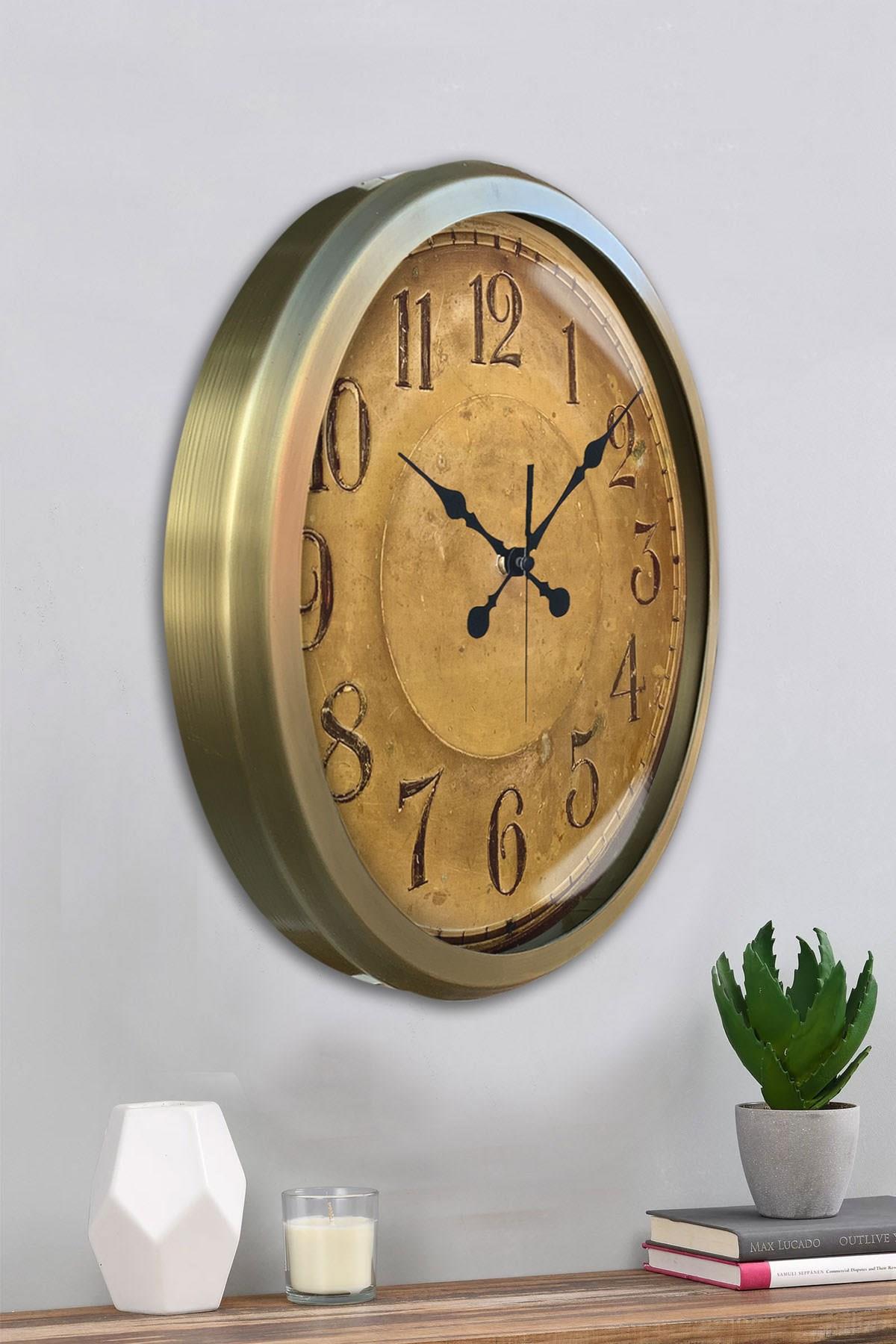 Zentime Bronz Nostalji 52 Cm Metal Eskitme Duvar Saati
