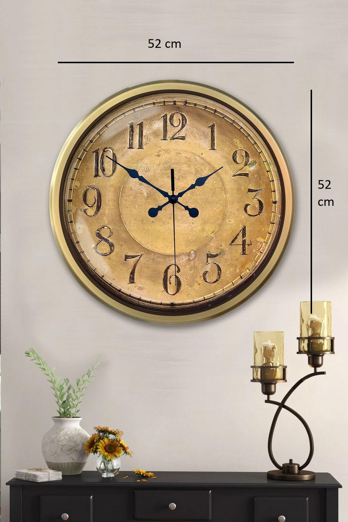 Zentime Bronz Nostalji 52 Cm Metal Eskitme Duvar Saati