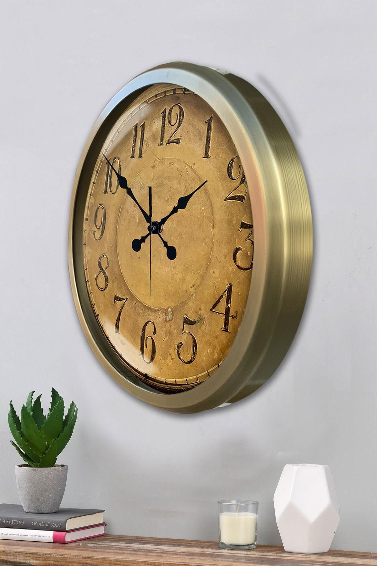 Zentime Bronz Nostalji 52 Cm Metal Eskitme Duvar Saati