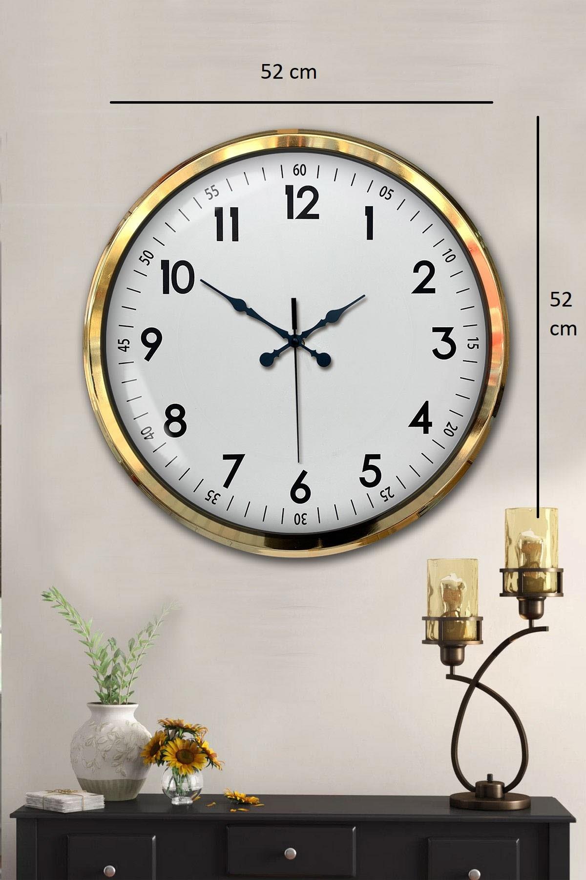 Zentime Gold & White Luxury Classic 52 Cm Metal Duvar Saati