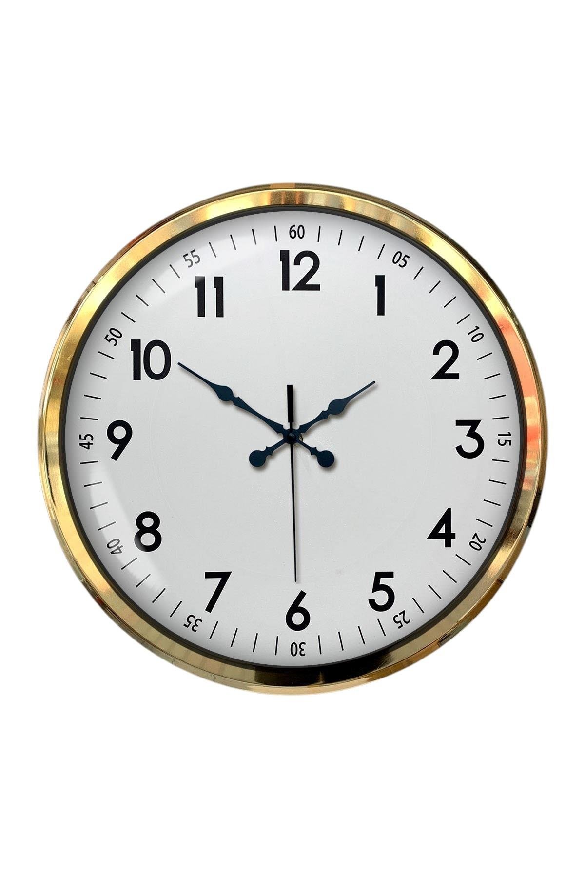 Zentime Gold & White Luxury Classic 52 Cm Metal Duvar Saati