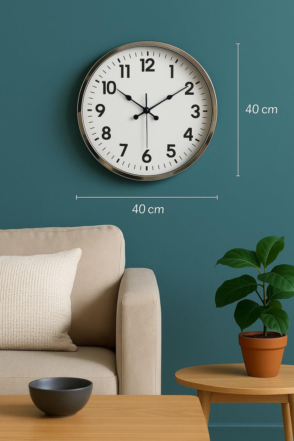 Zentime Krom Elegance 40 Cm Metal Standart Duvar Saati