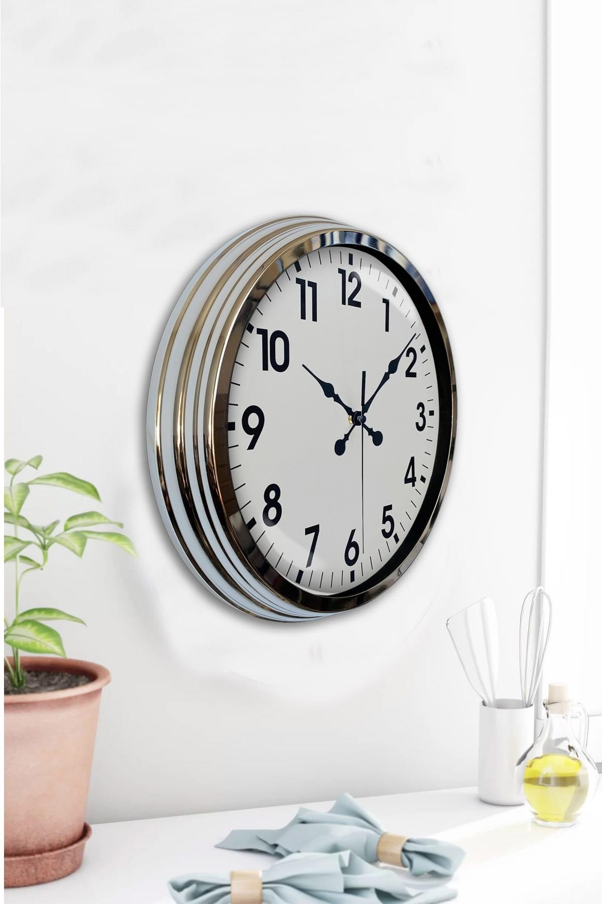 Zentime Krom Elegance 40 Cm Metal Standart Duvar Saati
