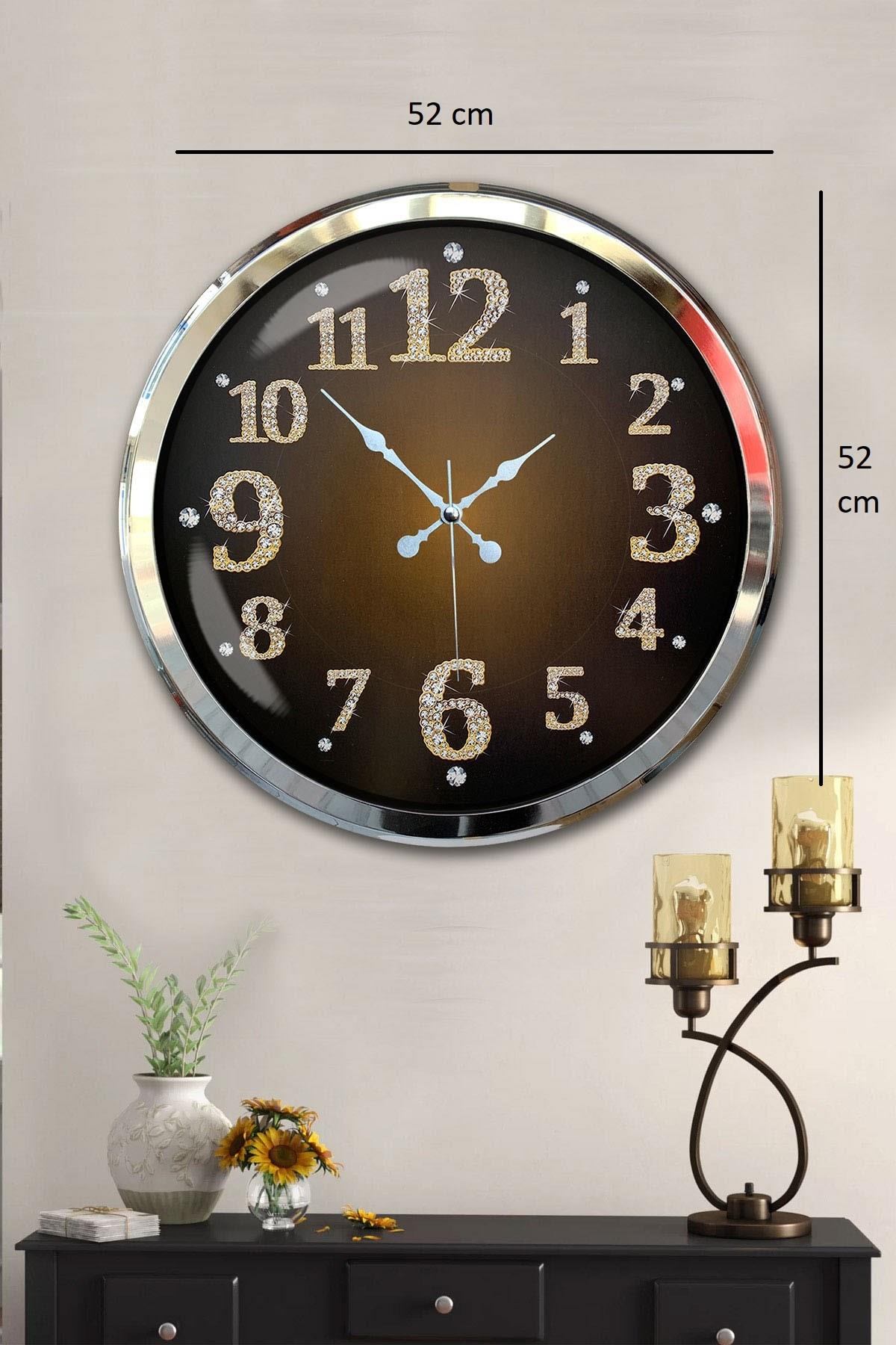 Zentime Krom Işıltılı Zaman 52 Cm Metal Duvar Saati
