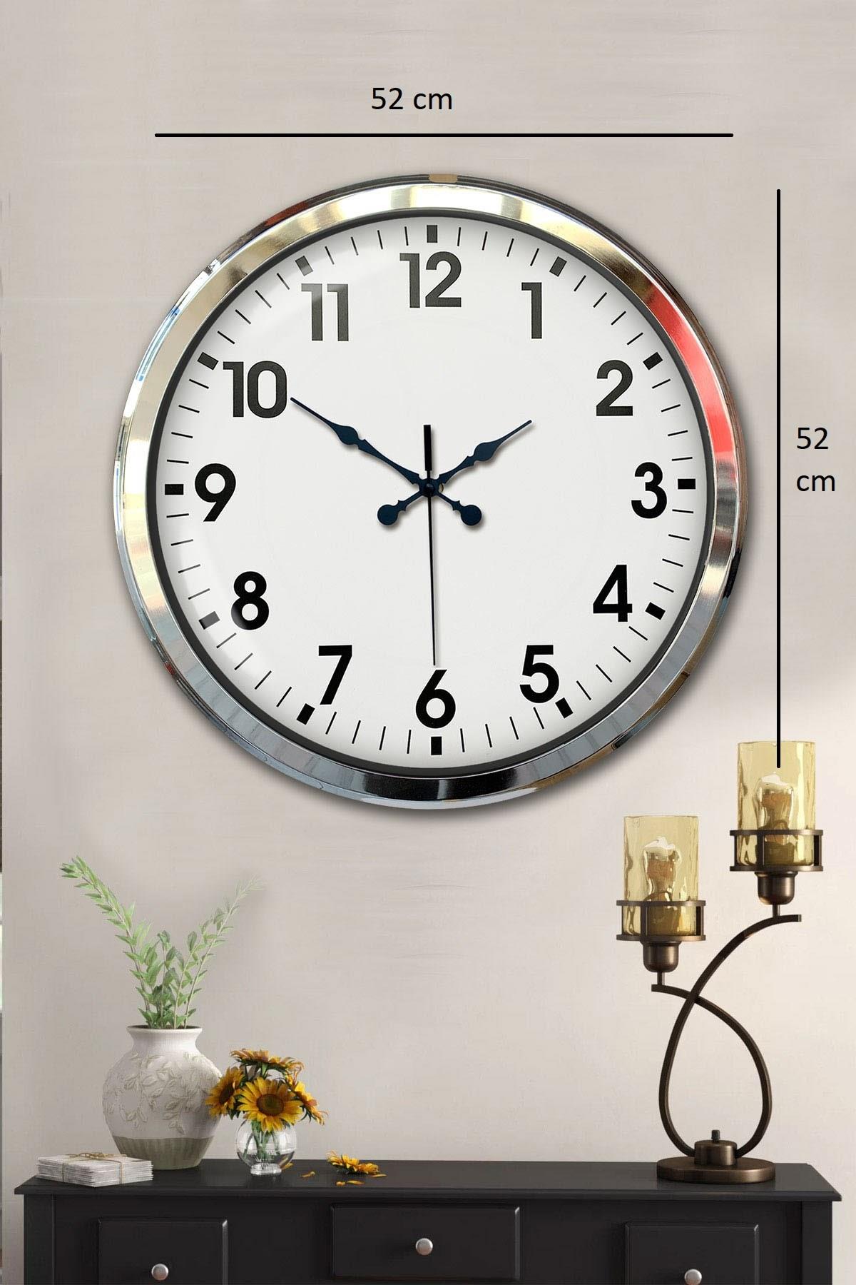 Zentime Krom Şıklık 52 Cm Metal Modern Duvar Saati