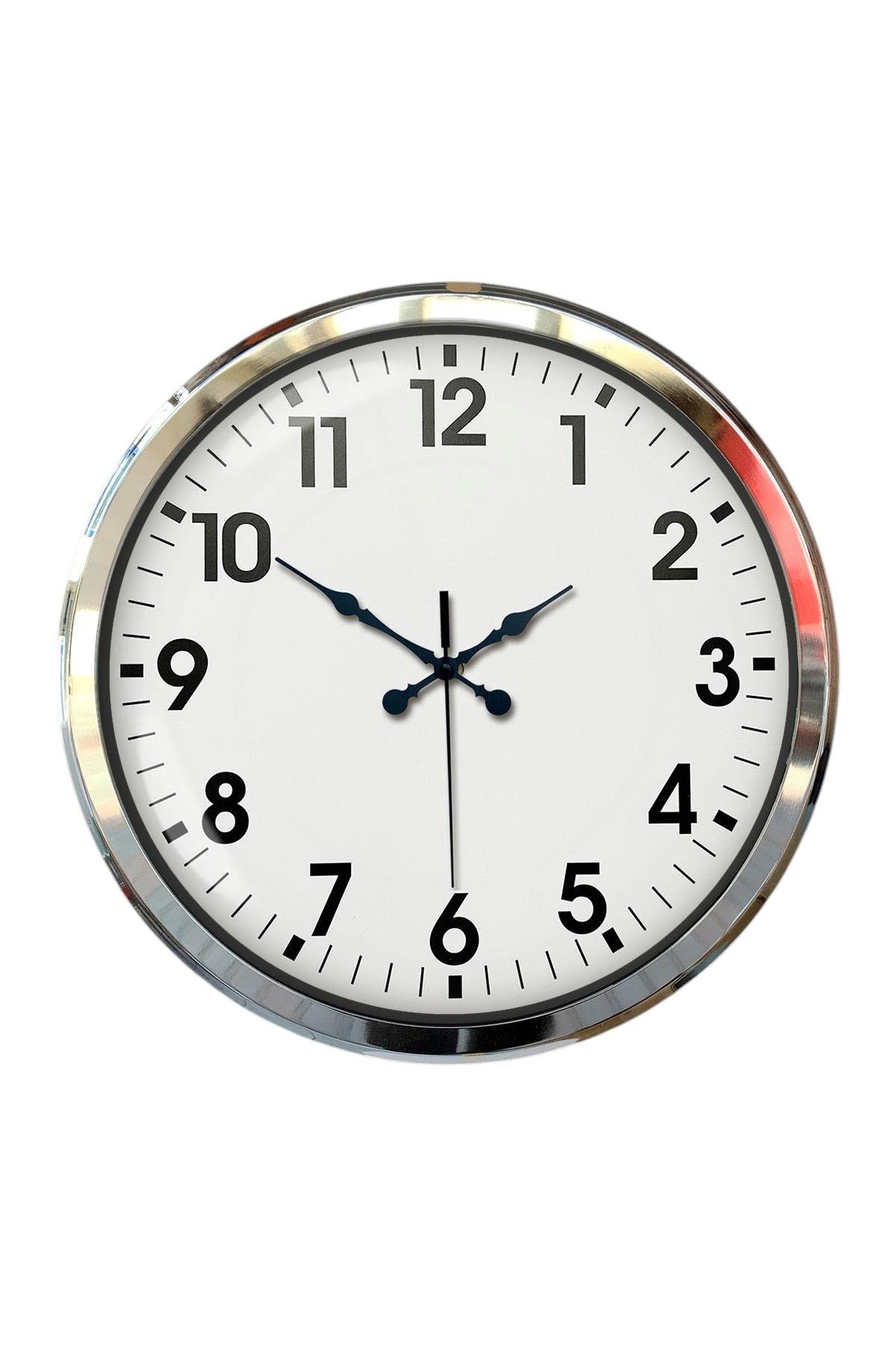 Zentime Krom Şıklık 52 Cm Metal Modern Duvar Saati