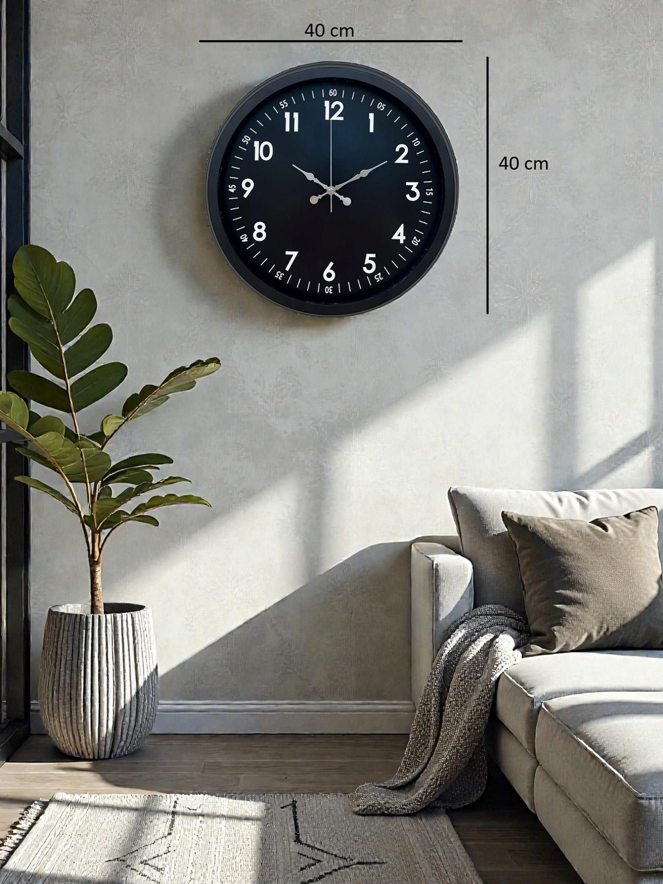 Zentime Pure Dark Black 40 Cm Metal Duvar Saati