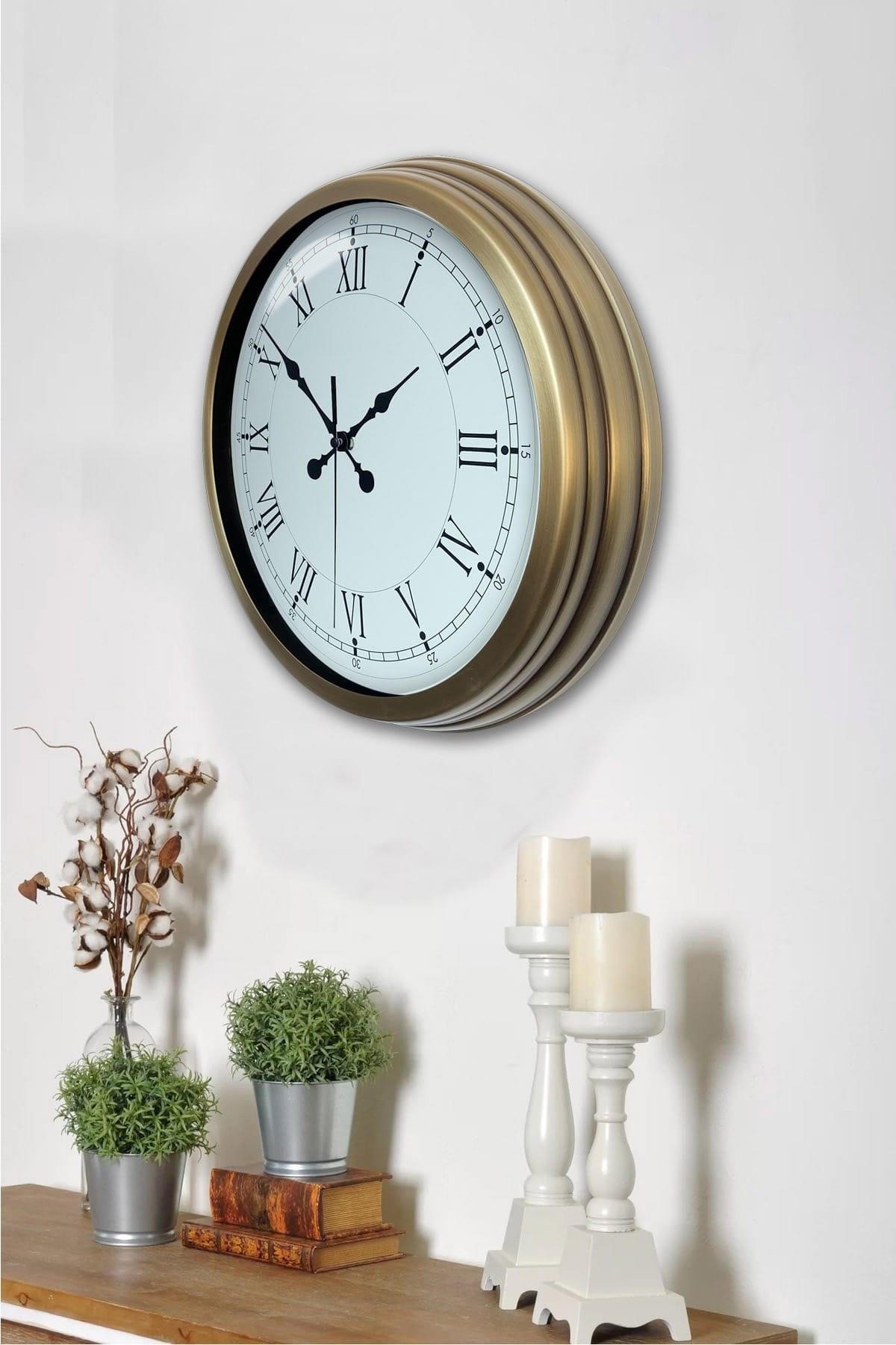 Zentime Retro Modern Roma Rakamlı 40 Cm Metal Duvar Saati