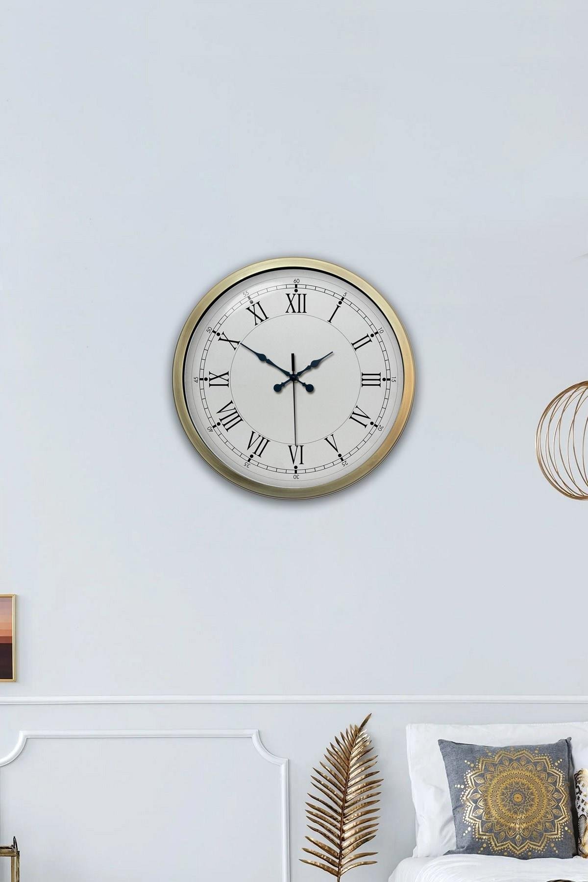 Zentime Retro Modern Roma Rakamlı 40 Cm Metal Duvar Saati