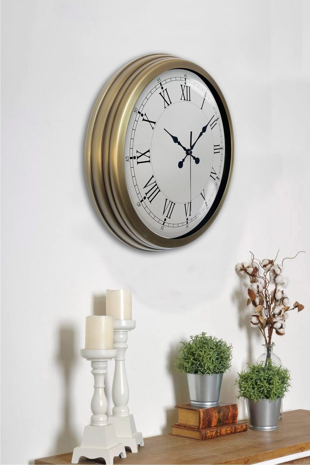 Zentime Retro Modern Roma Rakamlı 40 Cm Metal Duvar Saati