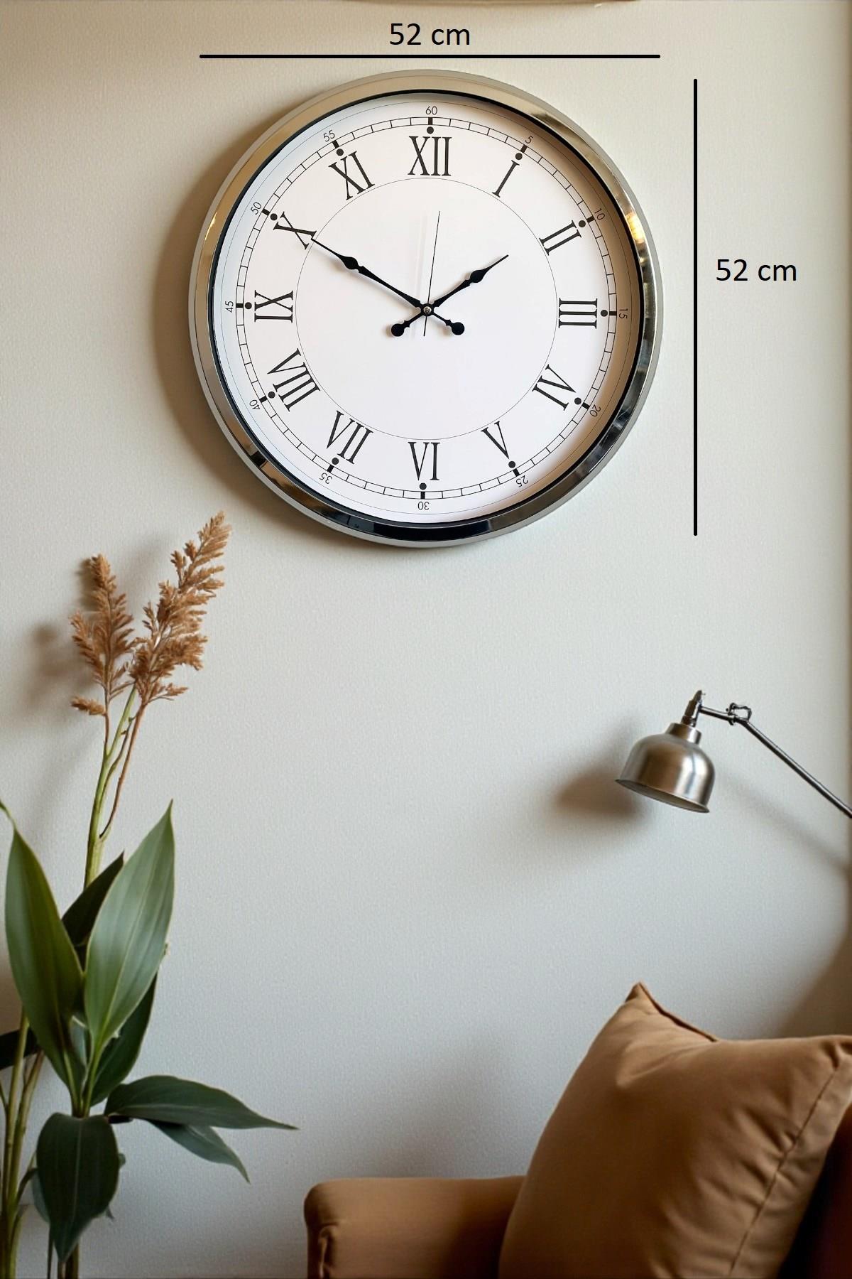 Zentime Roma Zarafeti Krom 52 Cm Metal Duvar Saati