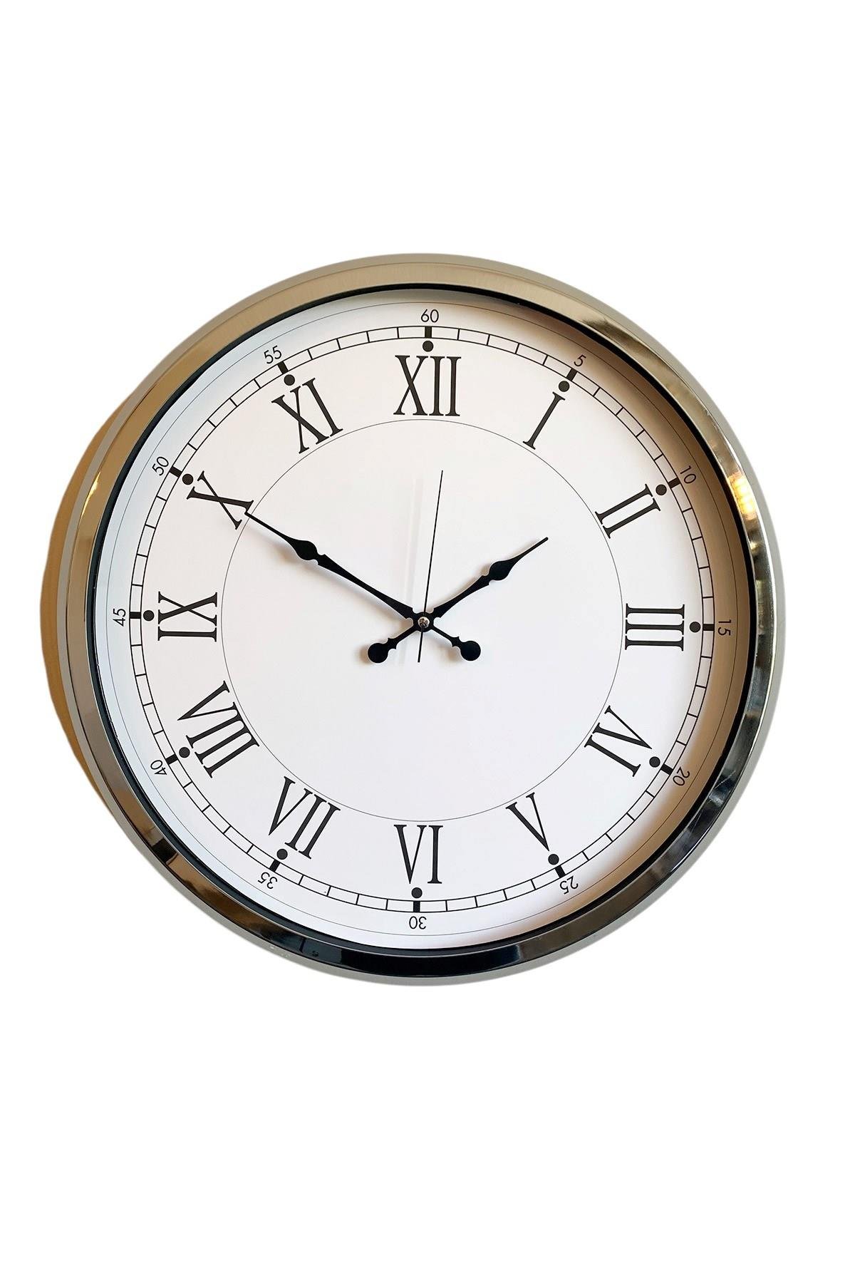 Zentime Roma Zarafeti Krom 52 Cm Metal Duvar Saati