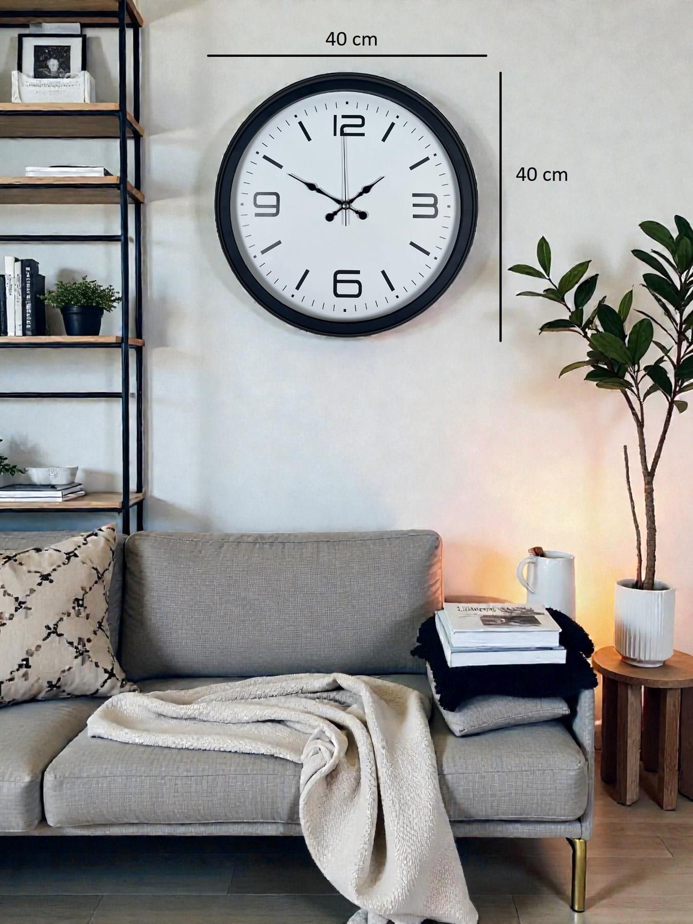 Zentime Sade & Şık Siyah 40 cm Metal Dekoratif Duvar Saati