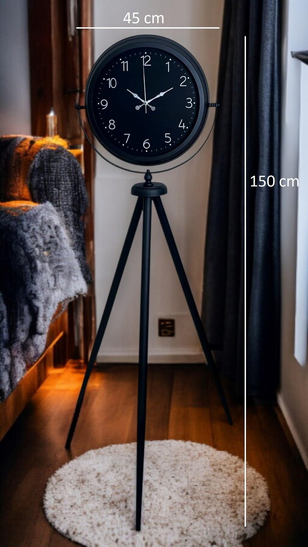 Zentime Sade Siyah Tripod Ayaklı Saat