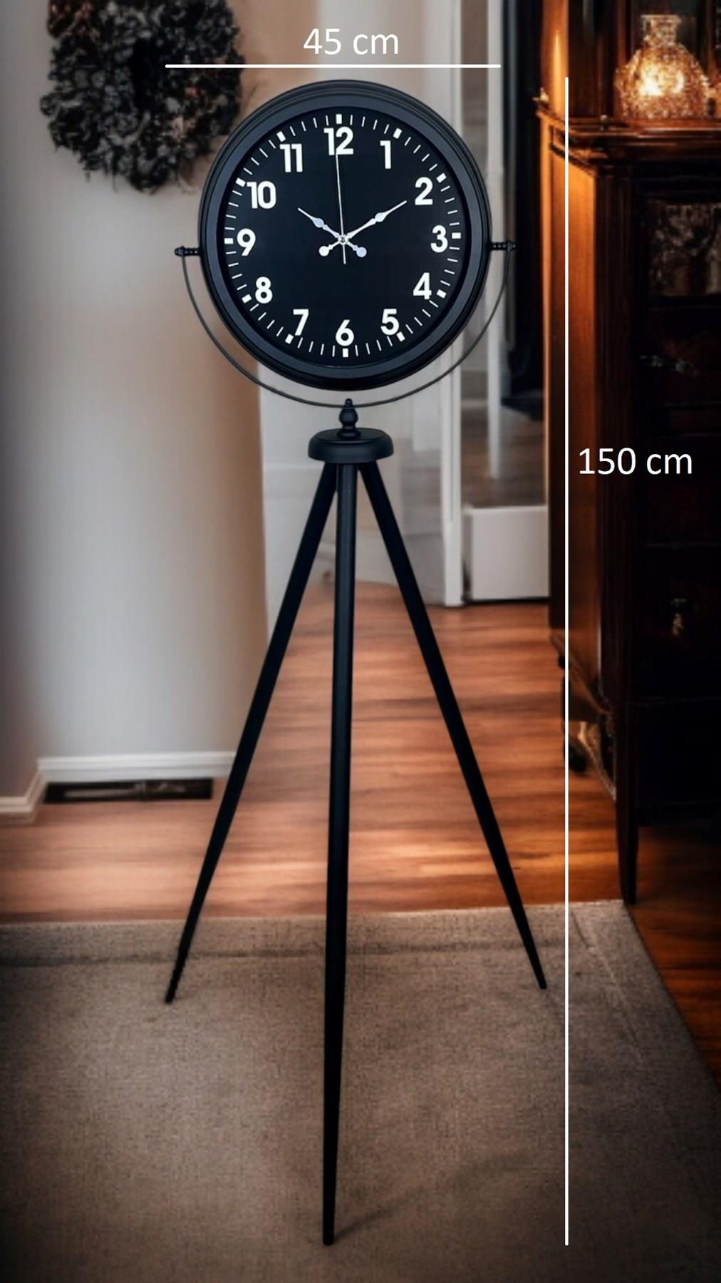 Zentime Siyah Asil Standart Stil Tripod Ayaklı Saat