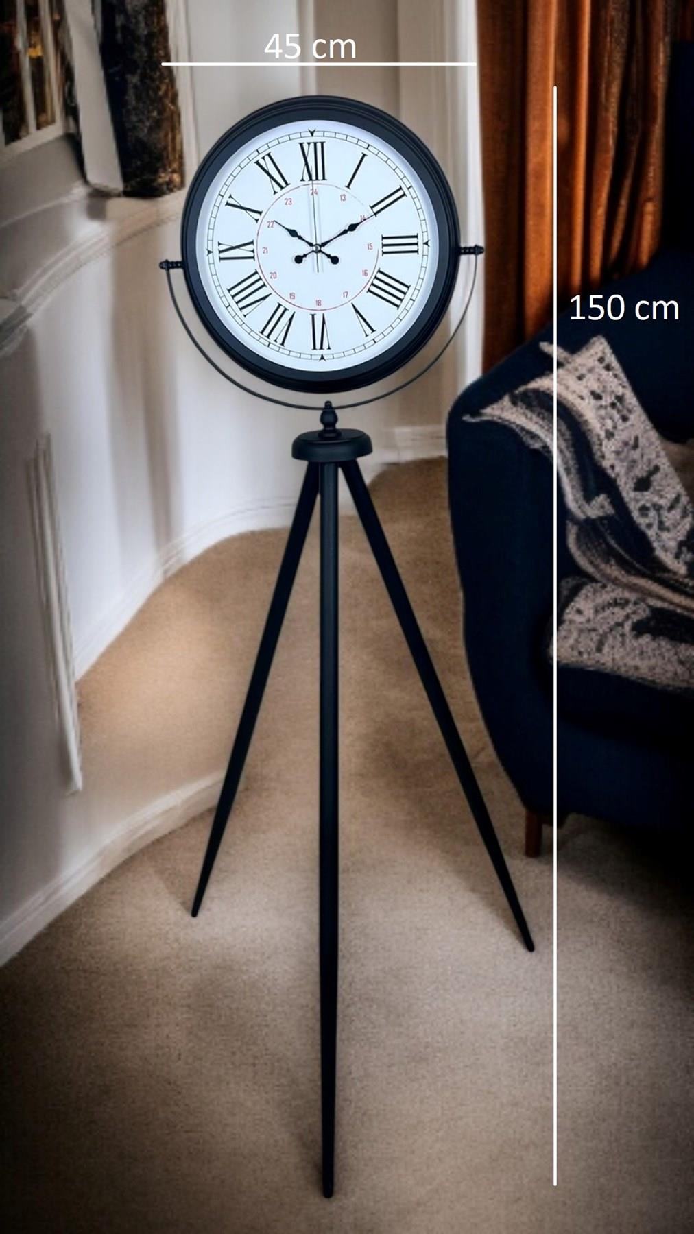 Zentime Siyah Roma Rakamlı Lüks Tasarım Tripod Ayaklı Saat