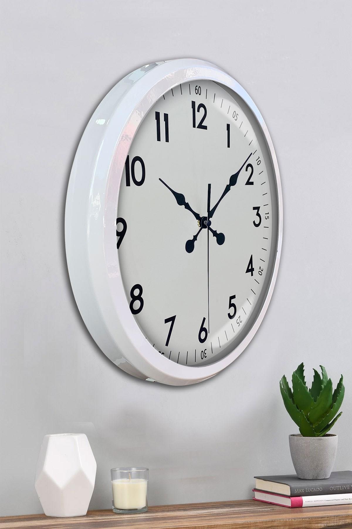 Zentime White Classic 52 Cm Metal Dekoratif Stil Duvar Saati