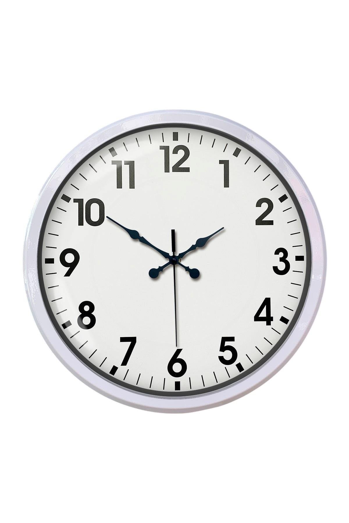 Zentime White Classic Modern 52 Cm Metal Duvar Saati