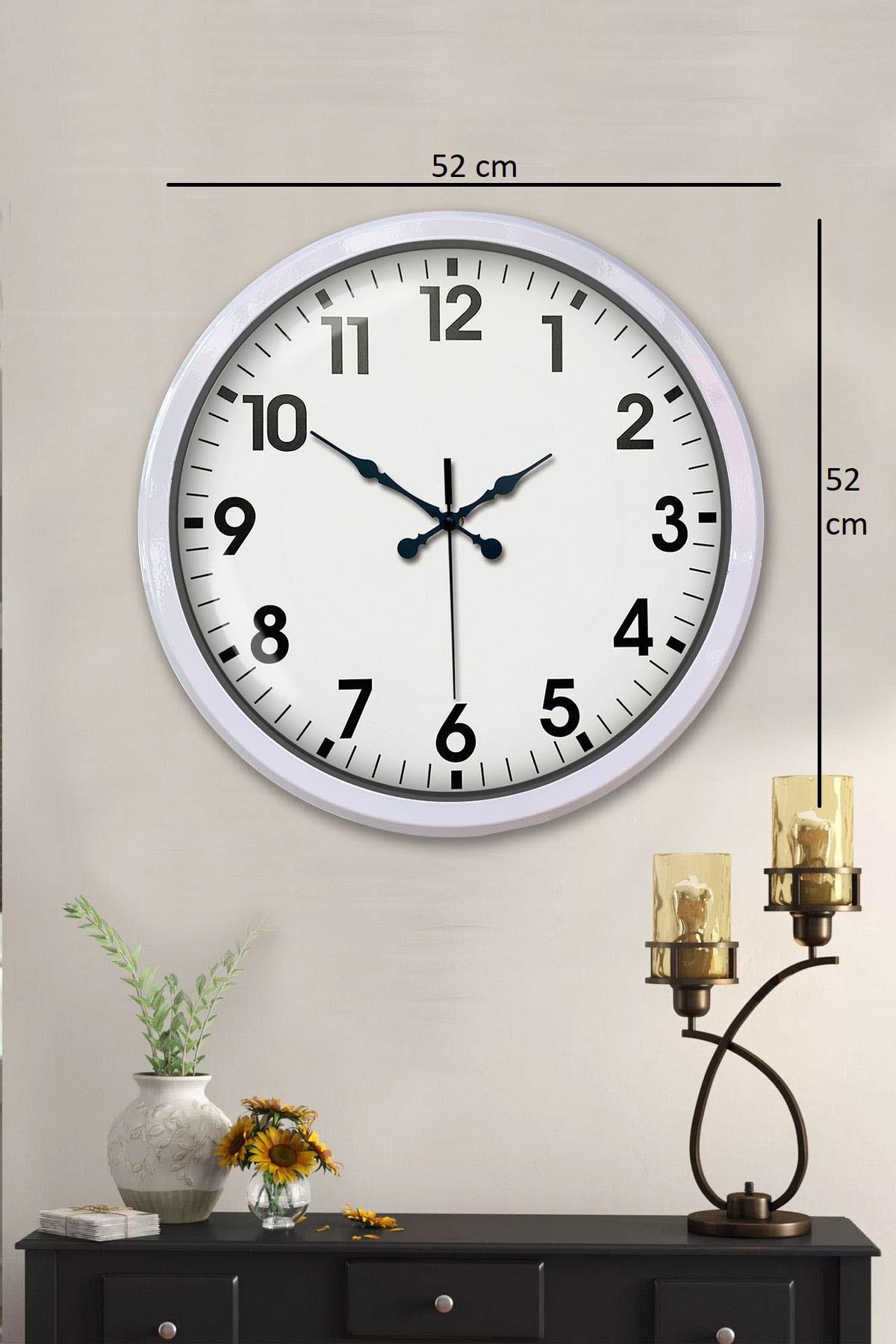 Zentime White Classic Modern 52 Cm Metal Duvar Saati