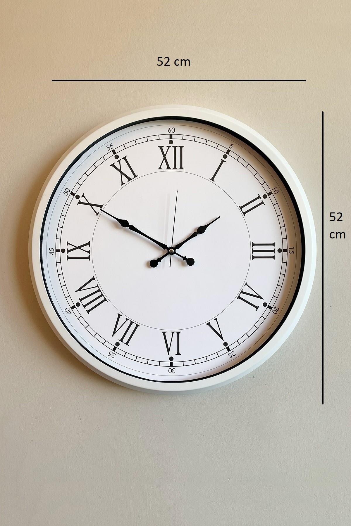 Zentime White Şıklık 52 Cm Metal Duvar Saati