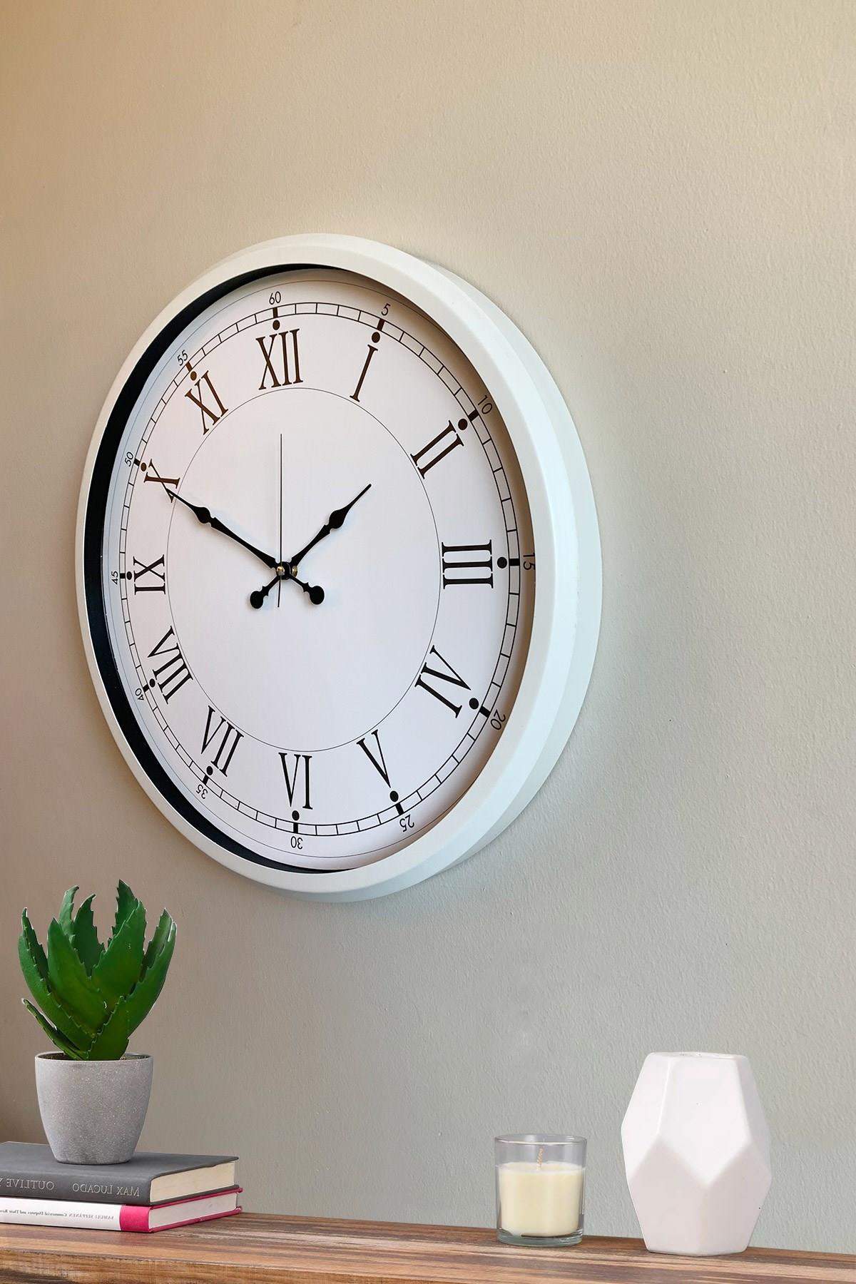 Zentime White Şıklık 52 Cm Metal Duvar Saati