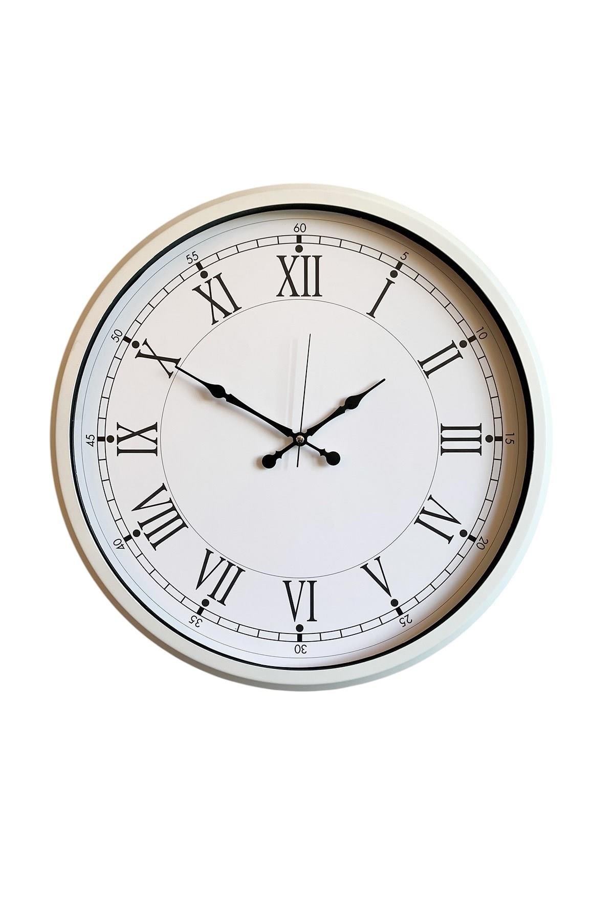 Zentime White Şıklık 52 Cm Metal Duvar Saati