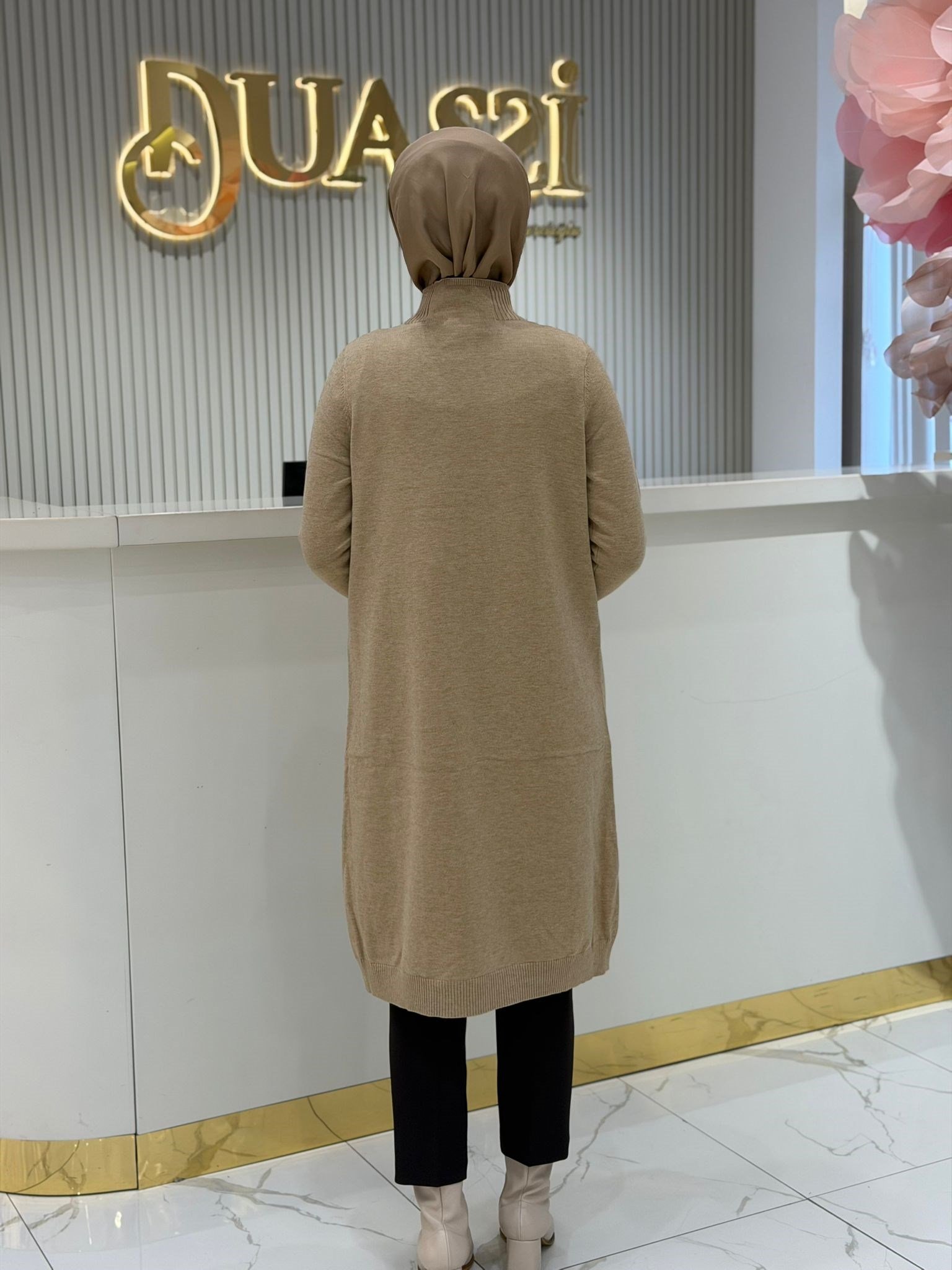 Elb.21768.1 Saç Örgülü Taşlı Triko Elbise