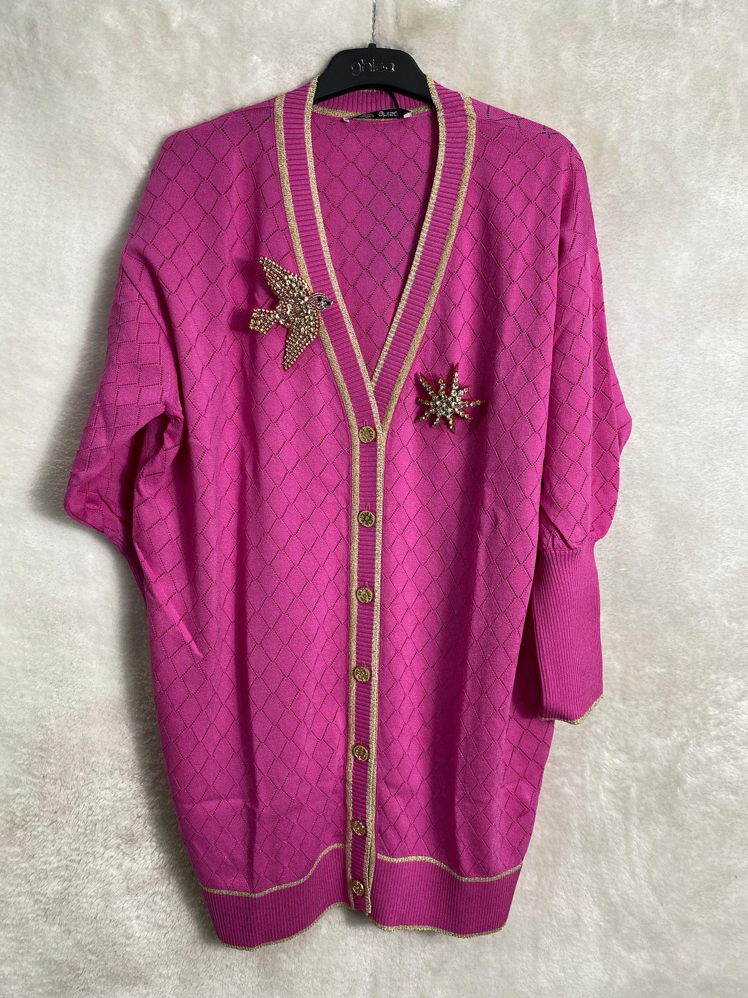 Ghisa Triko Hırka 3898 - PEMBE