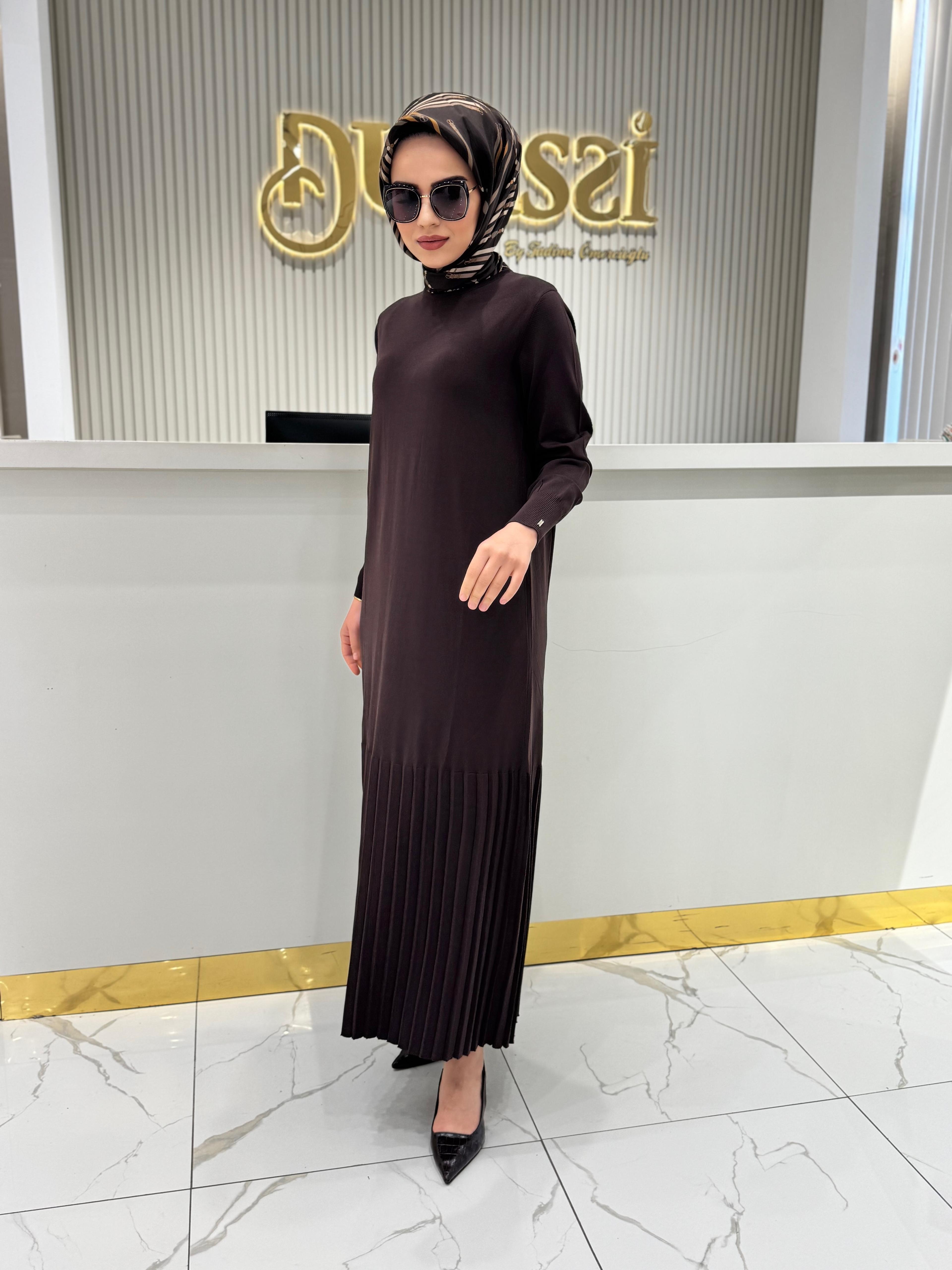 İnvee 7098 Elbise  - KAHVE