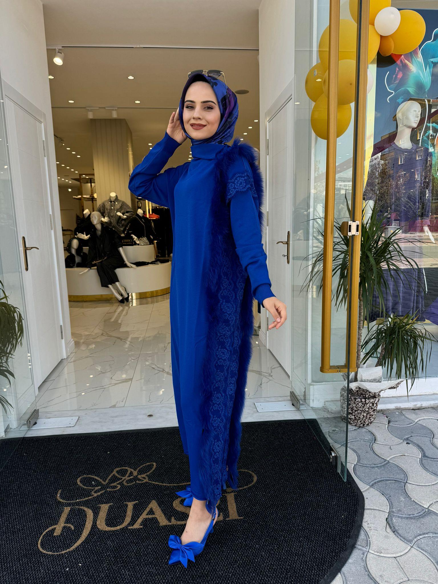Miswhence Triko Kürklü Elbise 36805 - SAKS