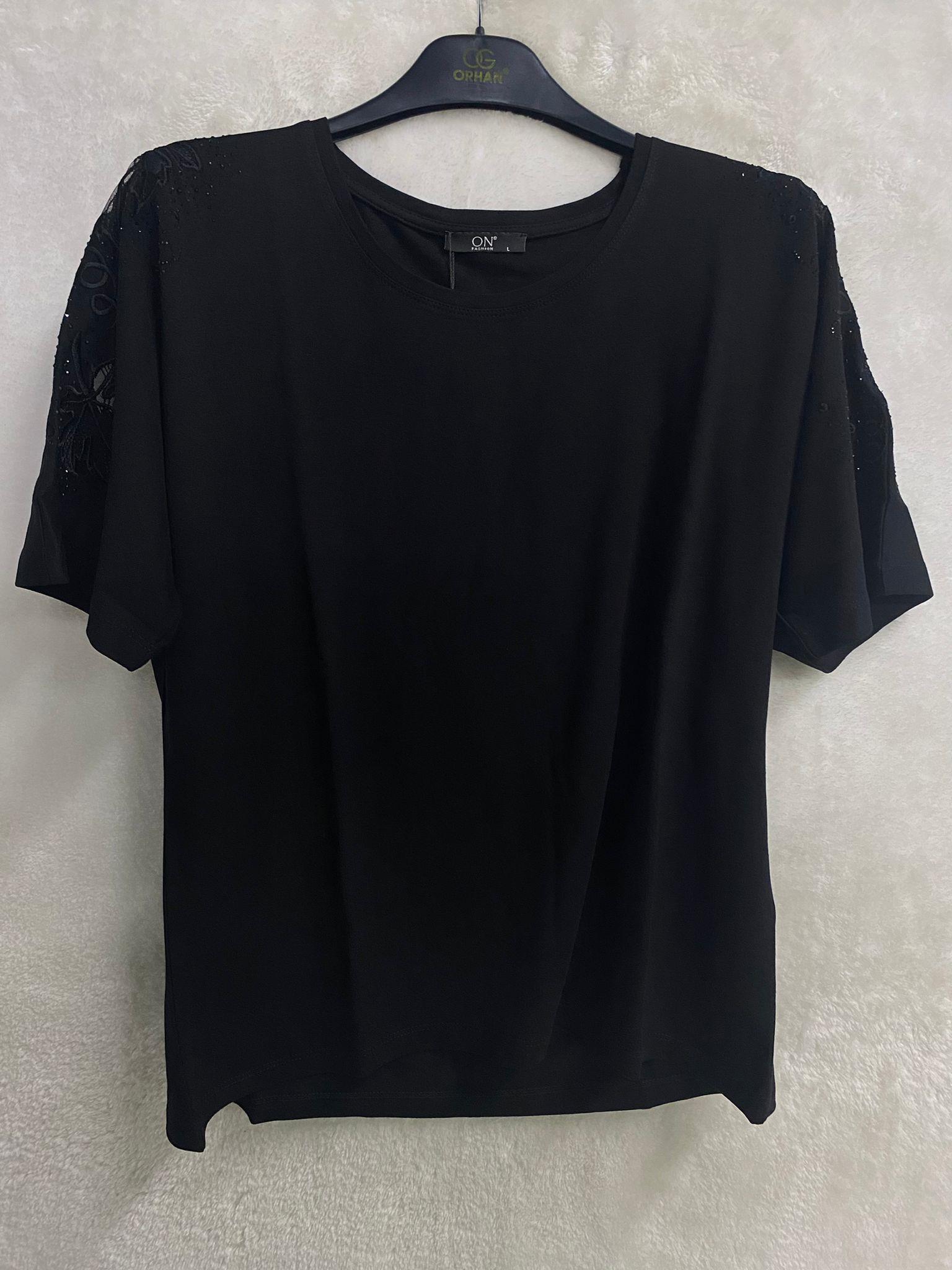 On Triko Bluz 31475 - SİYAH