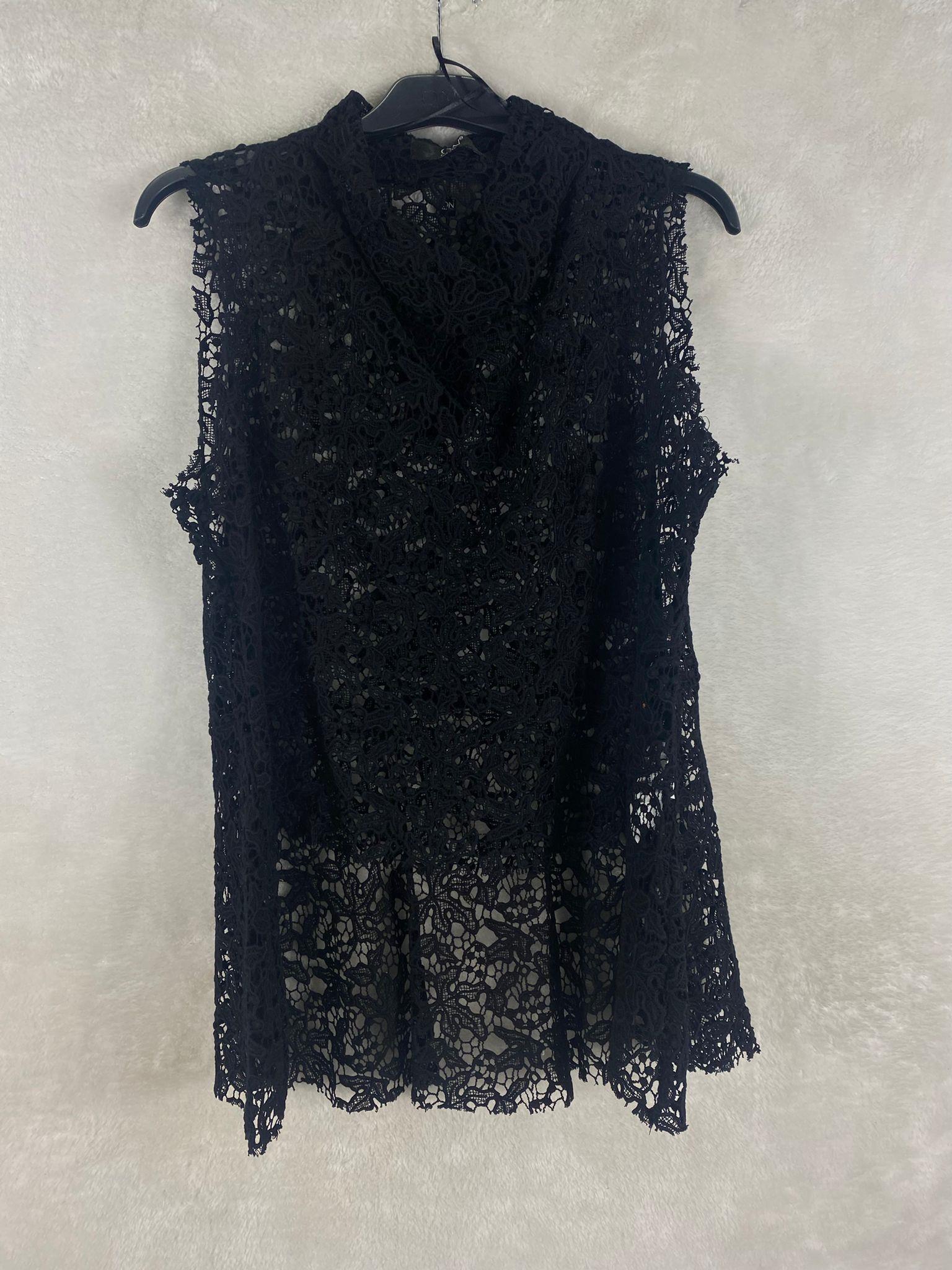 On Triko Dantelli Bluz 34334 - SİYAH