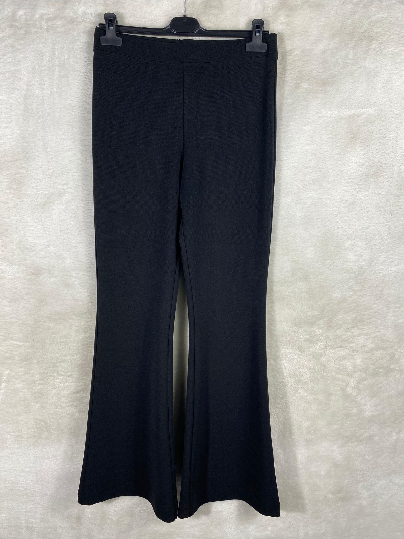On Triko İnce Fitilli İspanyol Tayt Pantolon 34166 - SİYAH