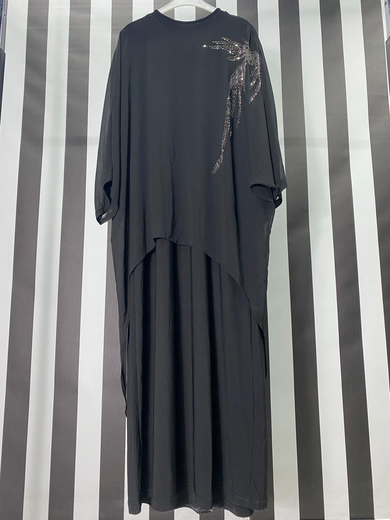 Piliseli Sandy Şifon Abiye 817 - SİYAH