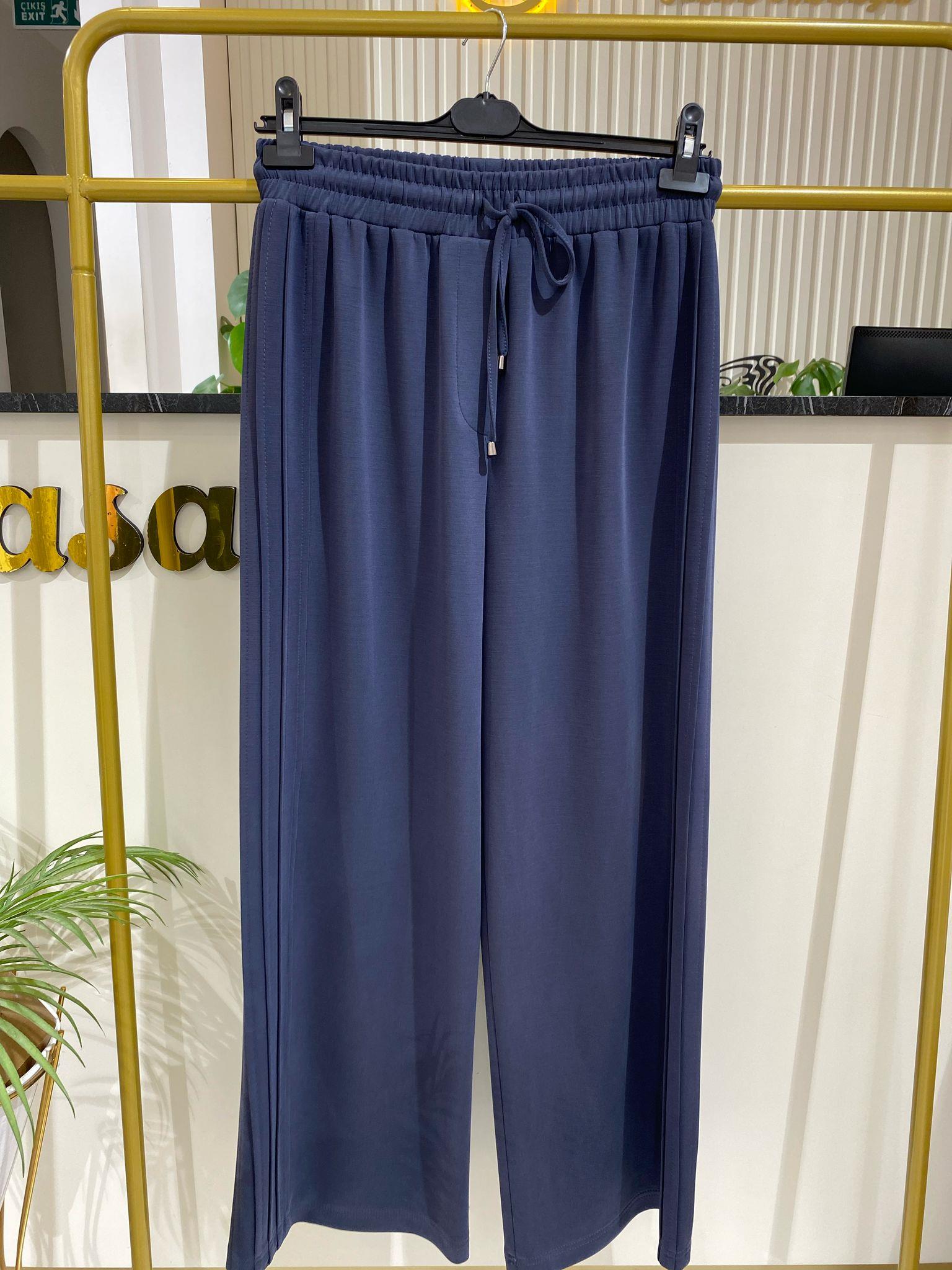 Sentez Berlin Yanı Nervürlü Geniş Paça Pantolon 5581 - GRİ