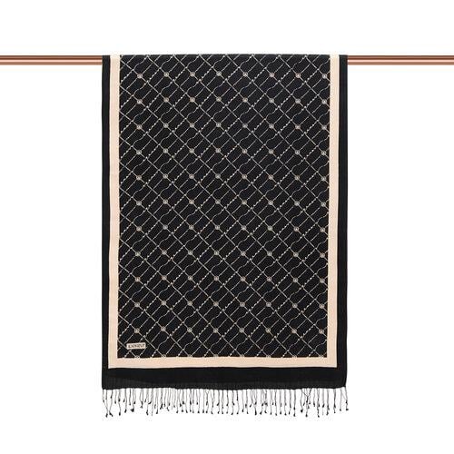 Siyah Monogram İpek Şal 7553 - SİYAH