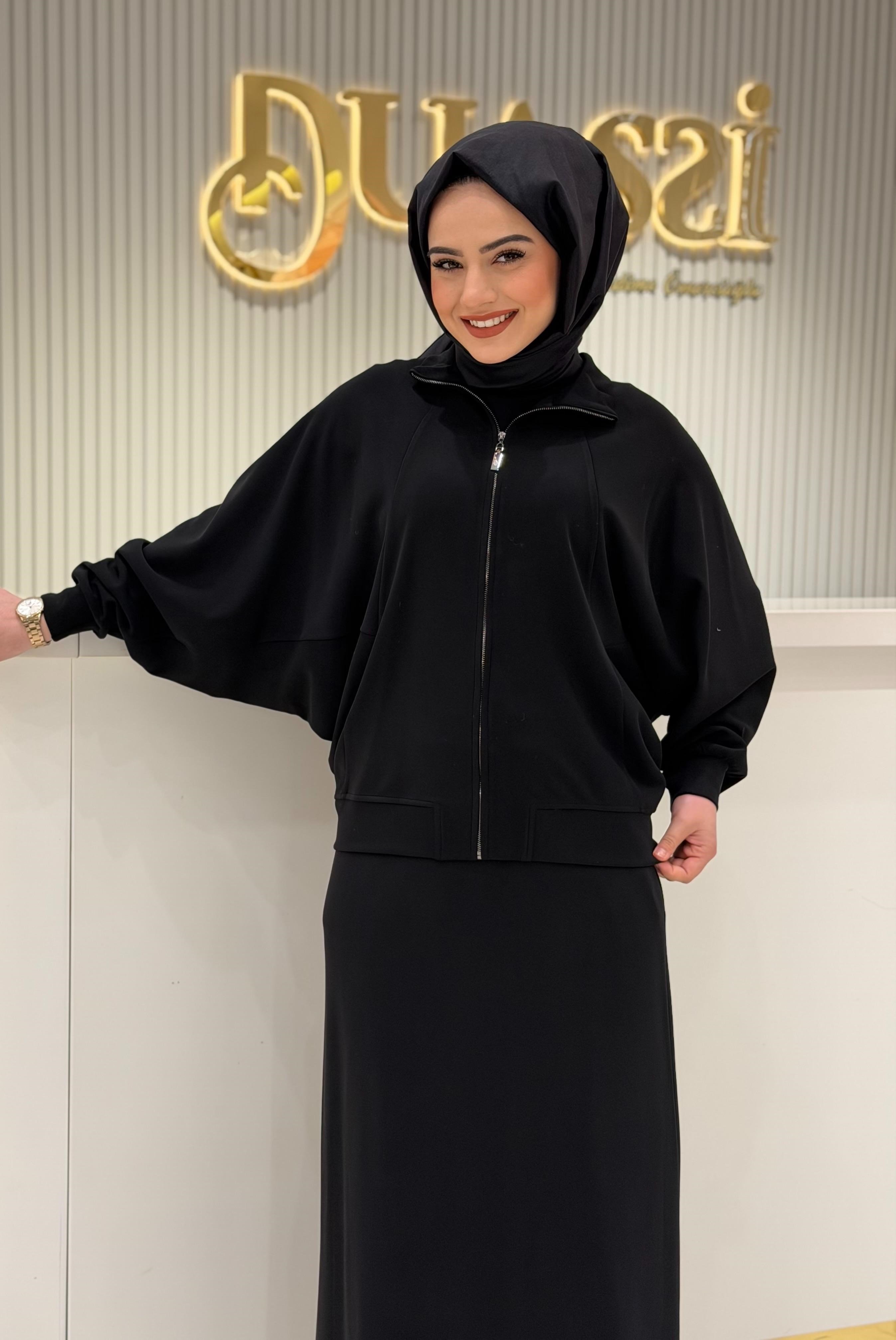 Tkm.5054.01 Pilikaşe Detaylı Fermuarlı Hırka Etekli Takım