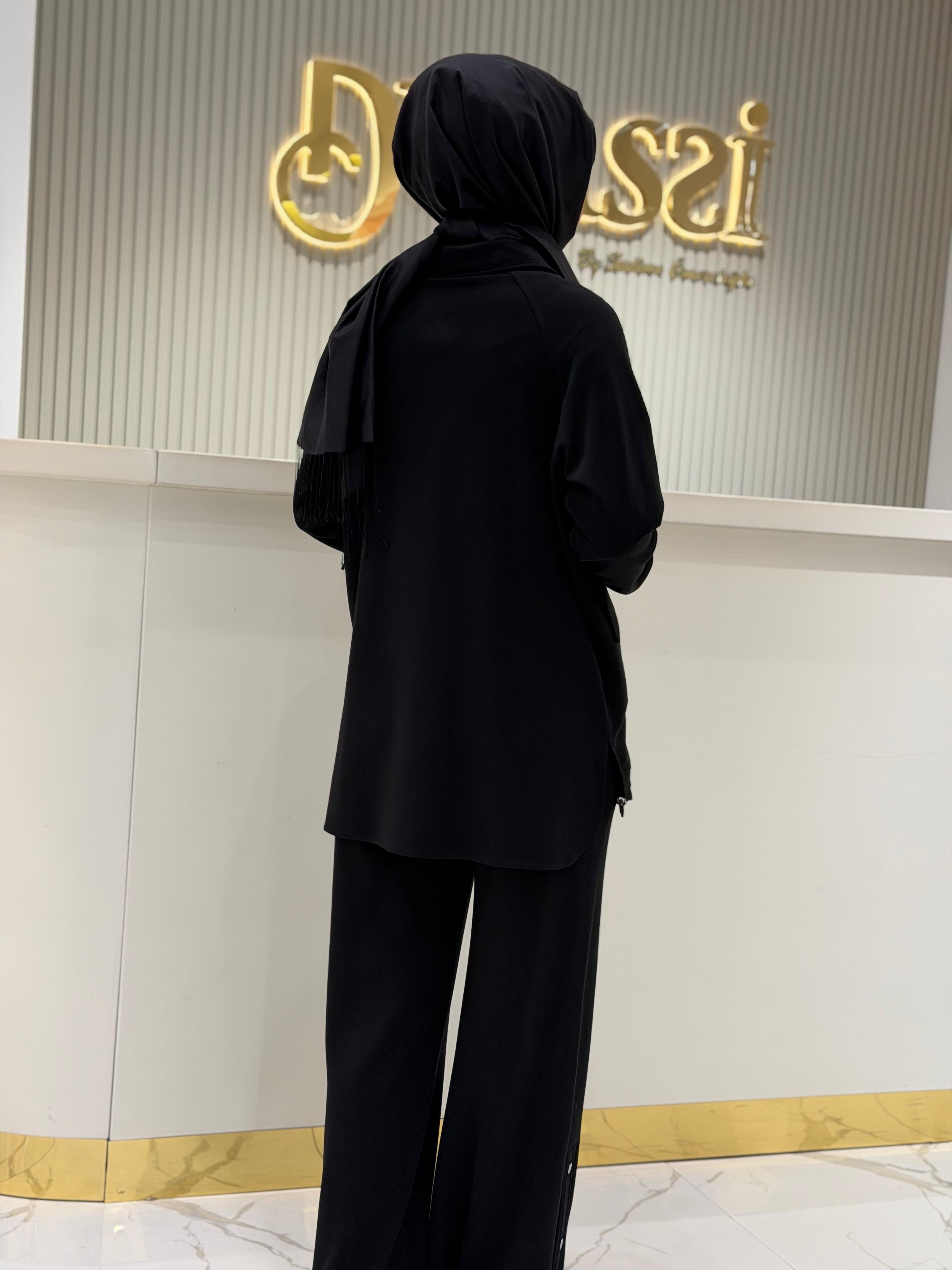 Tkm.5055.01 Zikzak Nervür Detaylı Pantolonlu İkili Takım