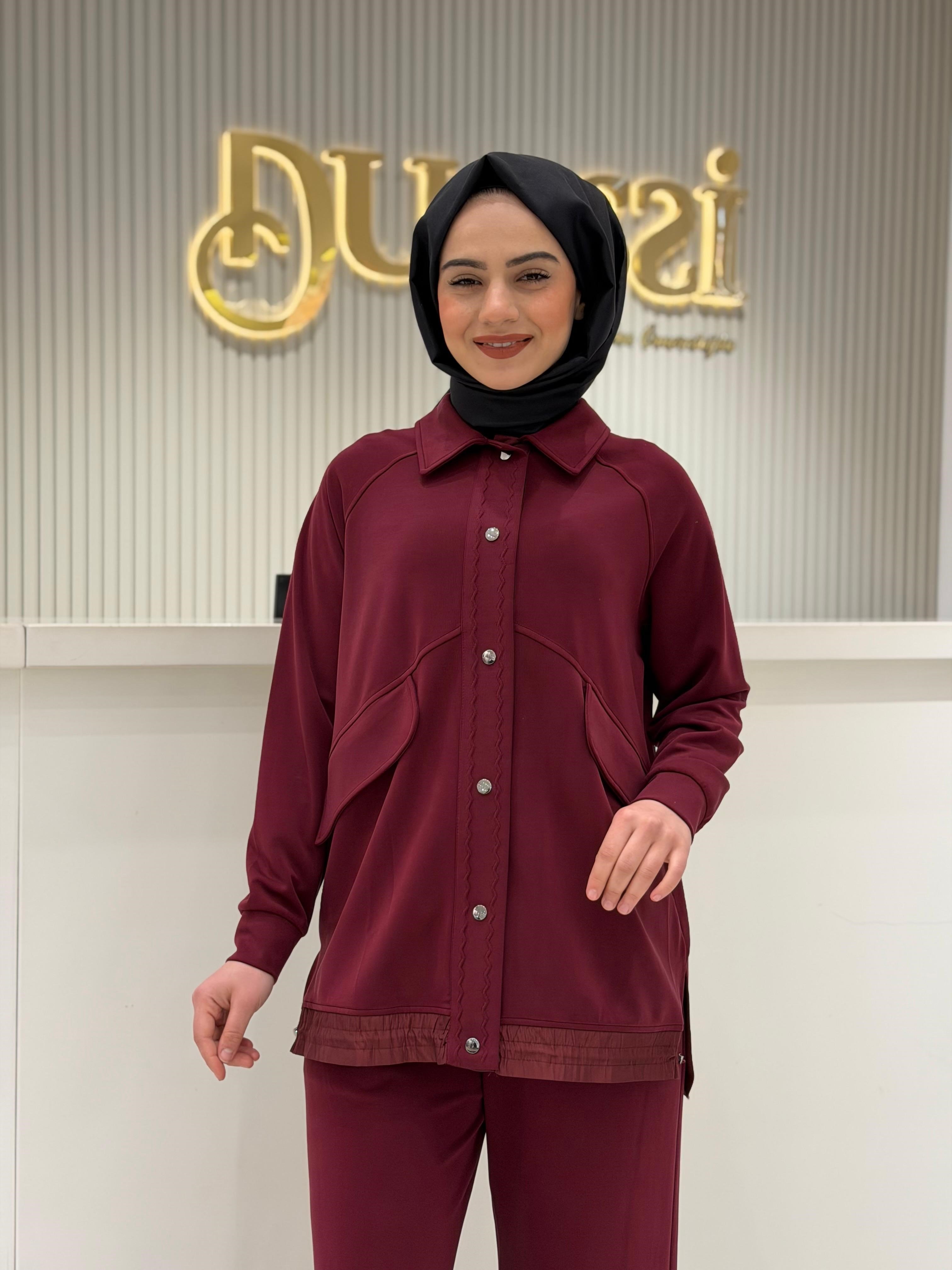 Tkm.5055.01 Zikzak Nervür Detaylı Pantolonlu İkili Takım