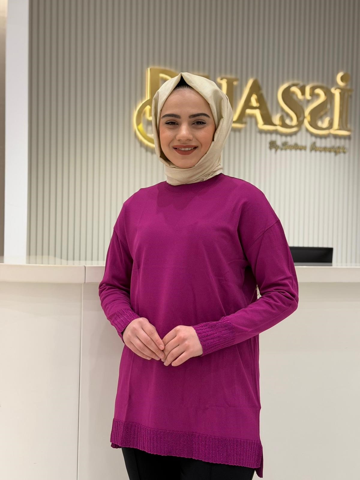 Tnk.21892.1 Etek Ucu Simli Triko Tunik