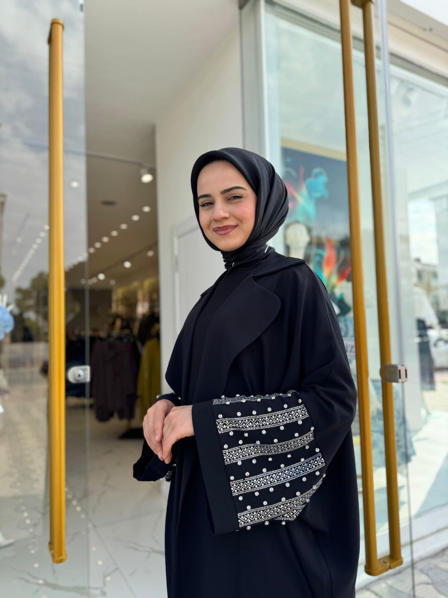 White Corner 2949 Abaya  - SİYAH