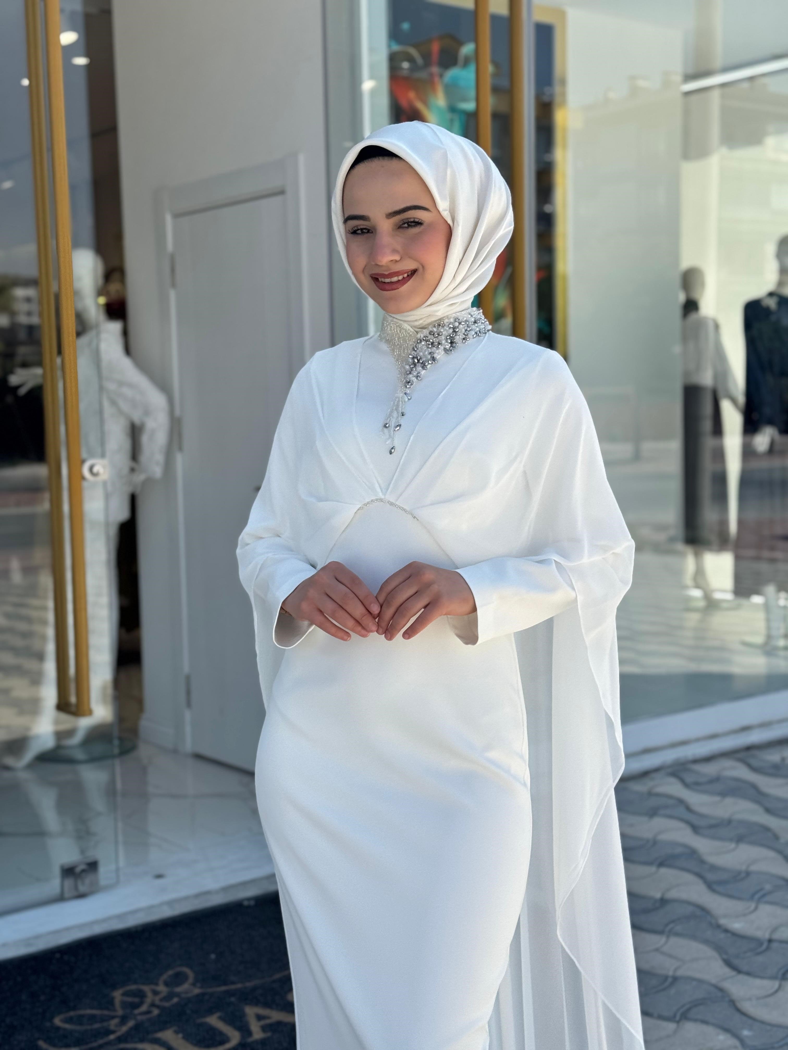 White Corner 3243 Elbise  - EKRU