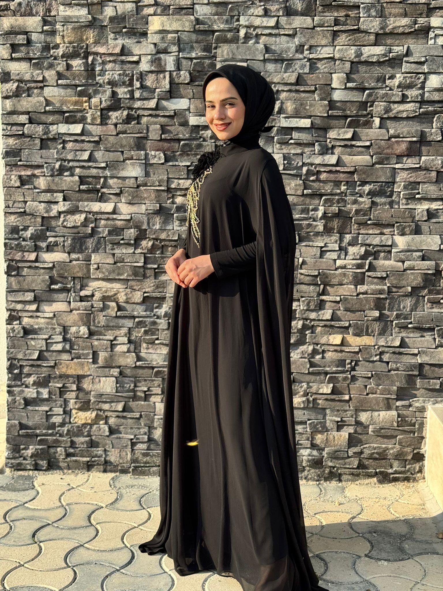 White Corner Abiye Elbise 3185 - SİYAH