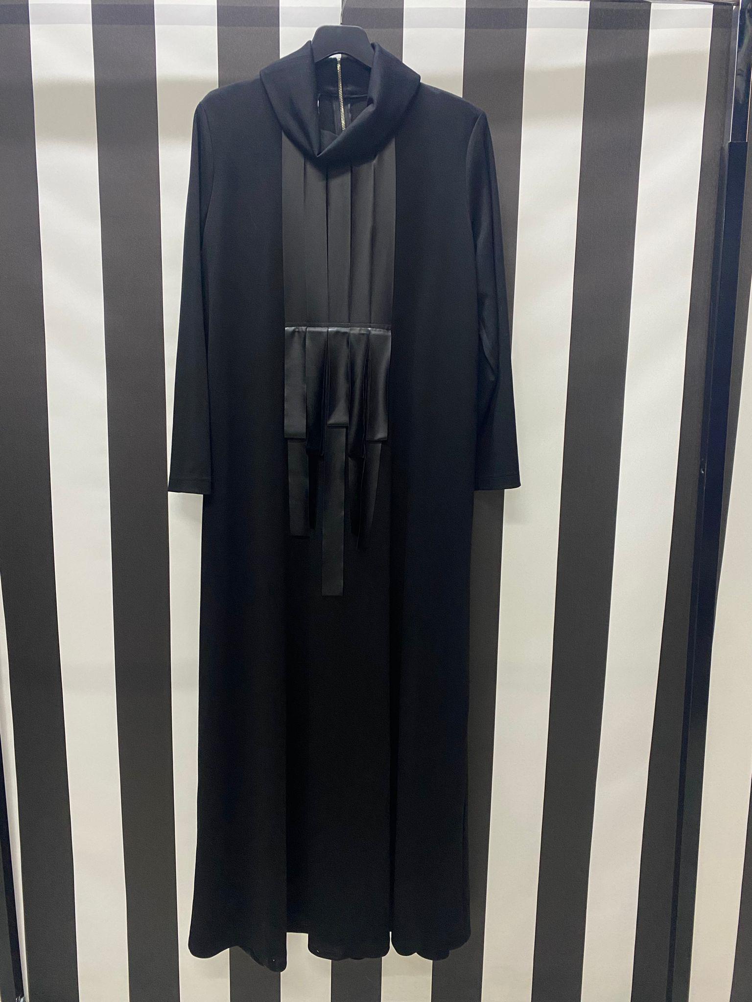 Yaka Detaylı Elbise 9107 - SİYAH