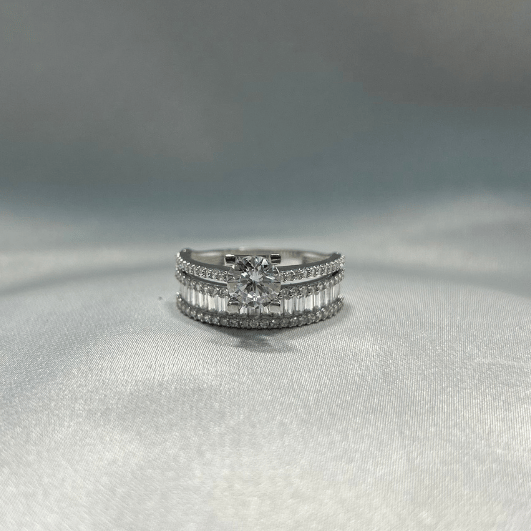 Baget Tektaş Alyans Yüzük Beyaz Altın 14ayar/3,85-4,5 gr