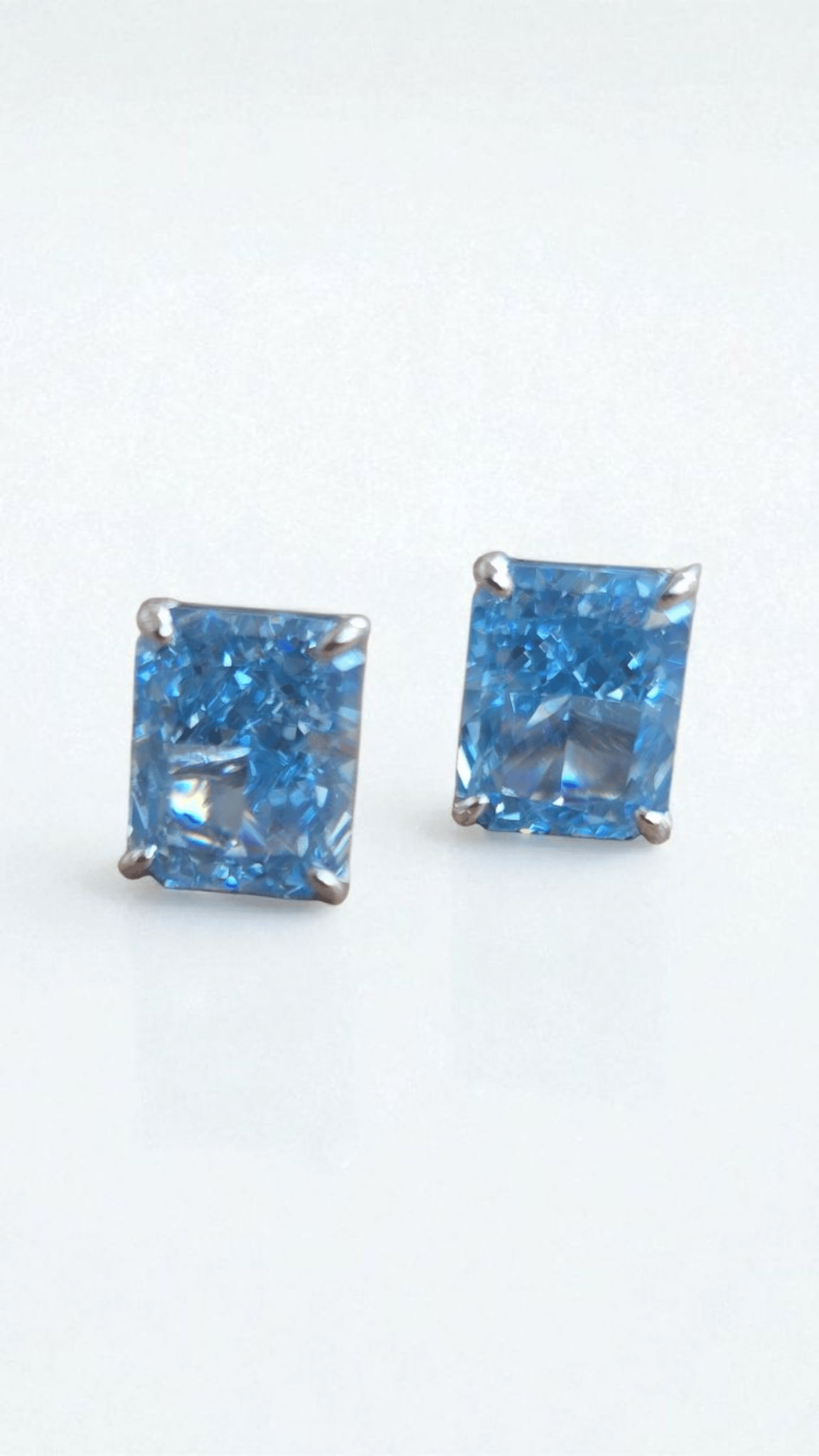 Ice Cut Blue Dikdörtgen Küpe